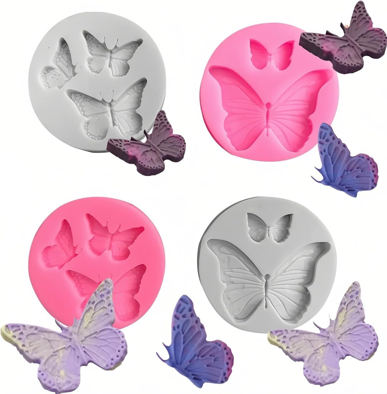 Reusable Butterfly Silicone Mold 5 Sizes - Baking Mold for Chocolate, Fondant, Resin Jewelry | Oven/Freezer Safe, Non-Stick Cake Decorations for Weddings, Gender Reveal & Keto Desserts - Image 1