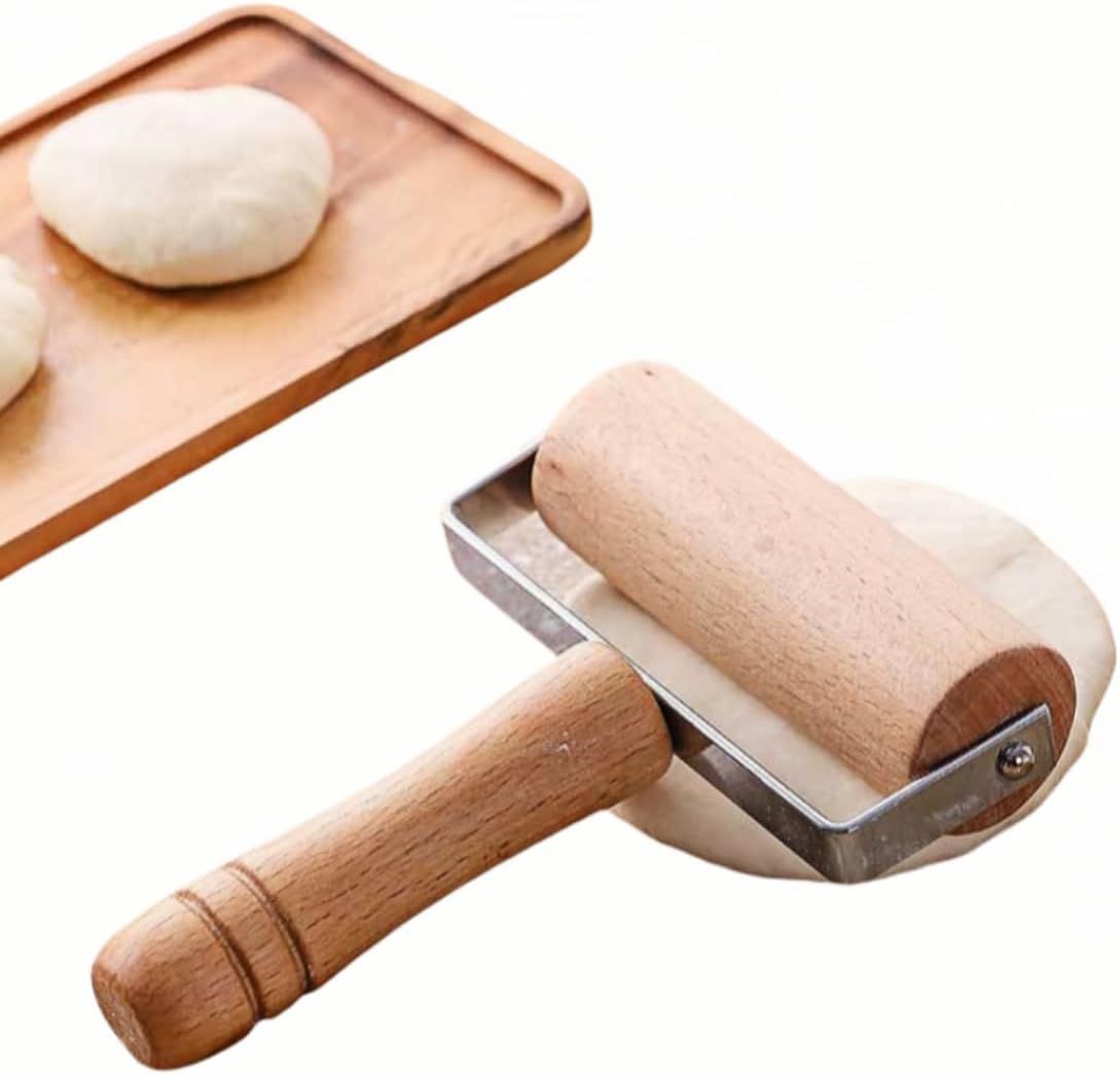 Stainless Steel & Beechwood Rolling Pin with Adjustable Thickness - Ergonomic Dumpling/Pasta Maker、Pizza, Kitchen Tool for Home Chefs, Dishwasher Safe & Rustproof Design (T) - Image 1