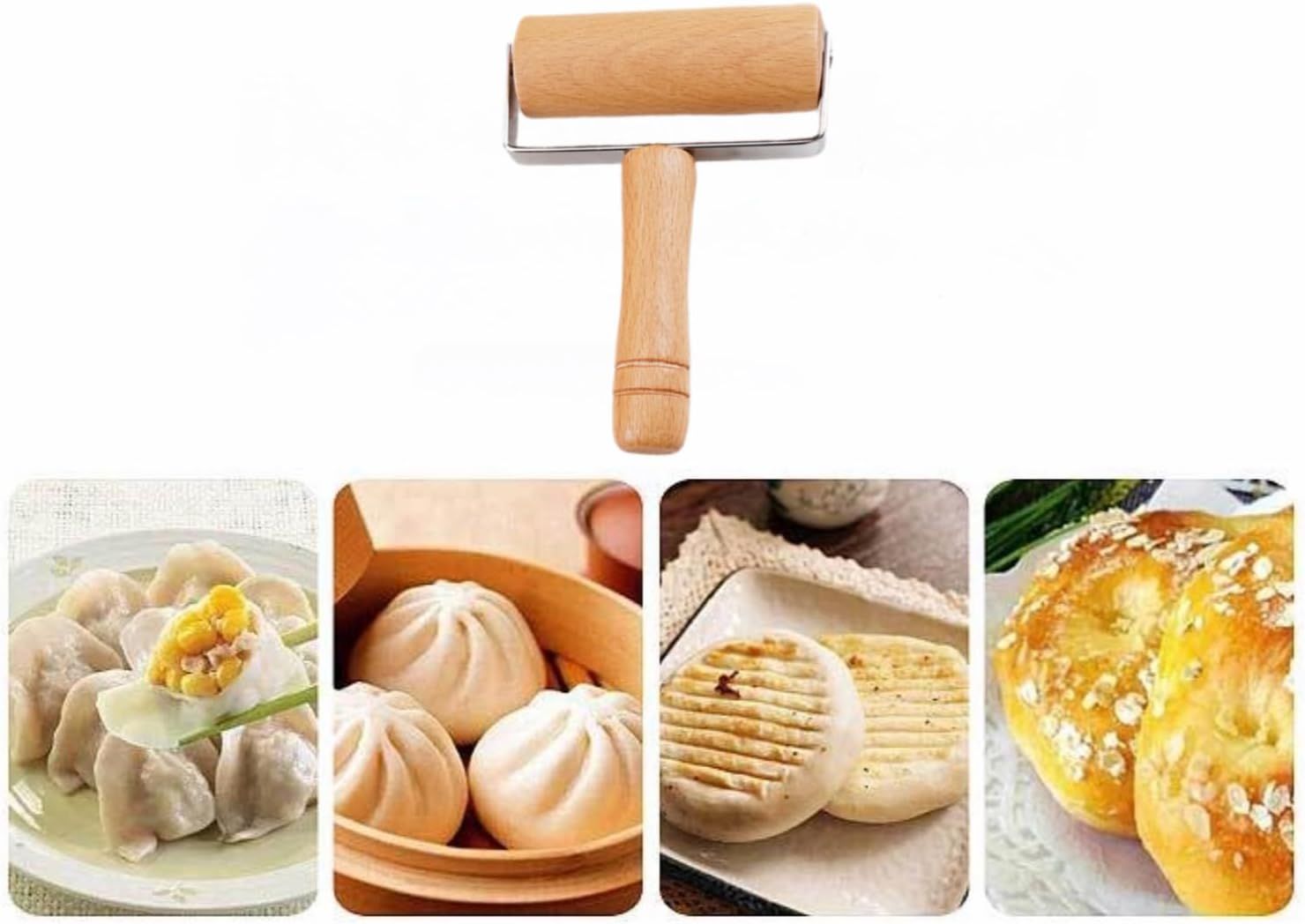 Stainless Steel & Beechwood Rolling Pin with Adjustable Thickness - Ergonomic Dumpling/Pasta Maker、Pizza, Kitchen Tool for Home Chefs, Dishwasher Safe & Rustproof Design (T) - Image 6
