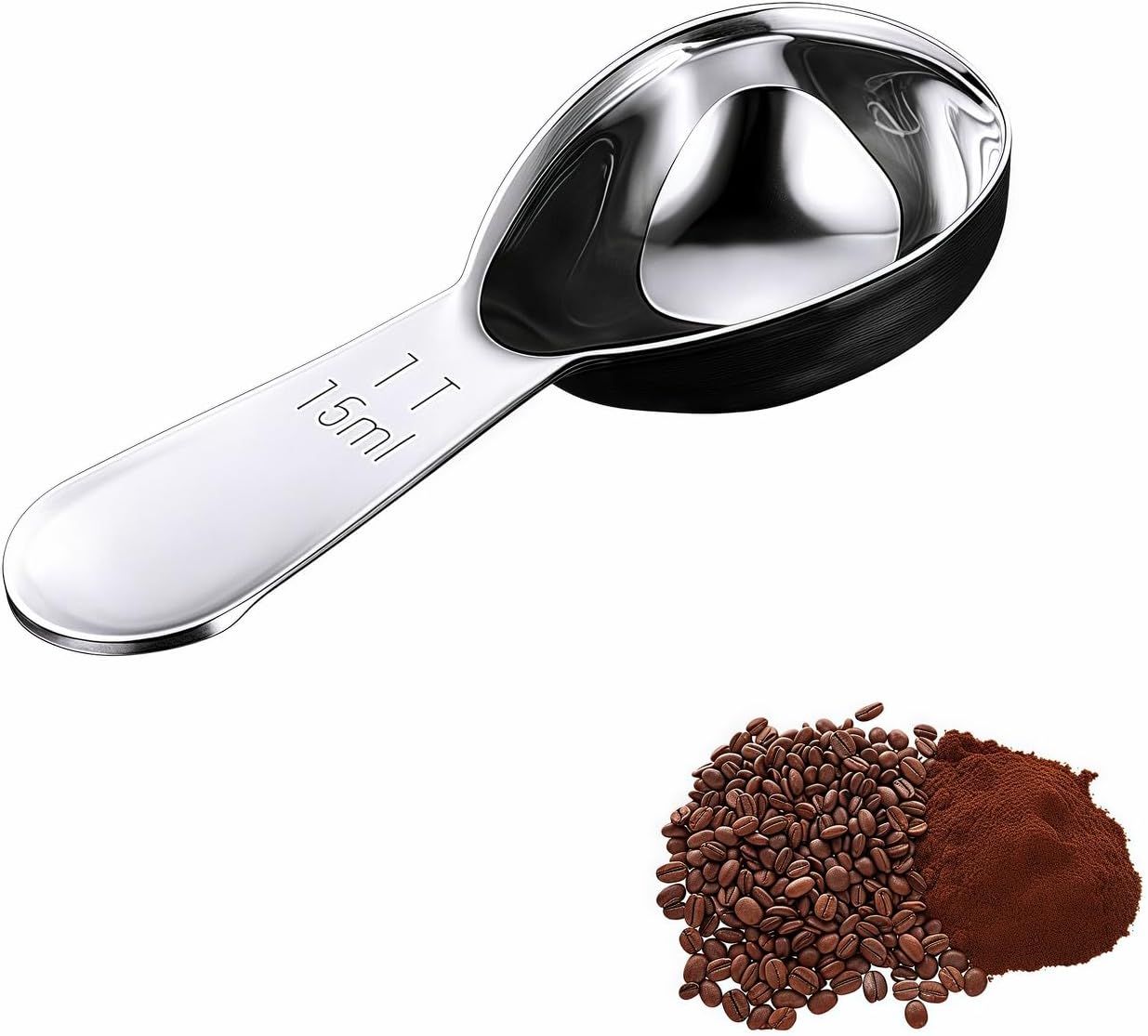 1 Tbsp(15ml) Coffee Scoop,Stainless Steel Measuring Spoons for Coffee,Protein Powder,Sugar,Easy Read Laser Engraved Mark,Short Handle Fits in Container,Rust-Resistant,Drop-Resistant (1T 15ml) - Image 1