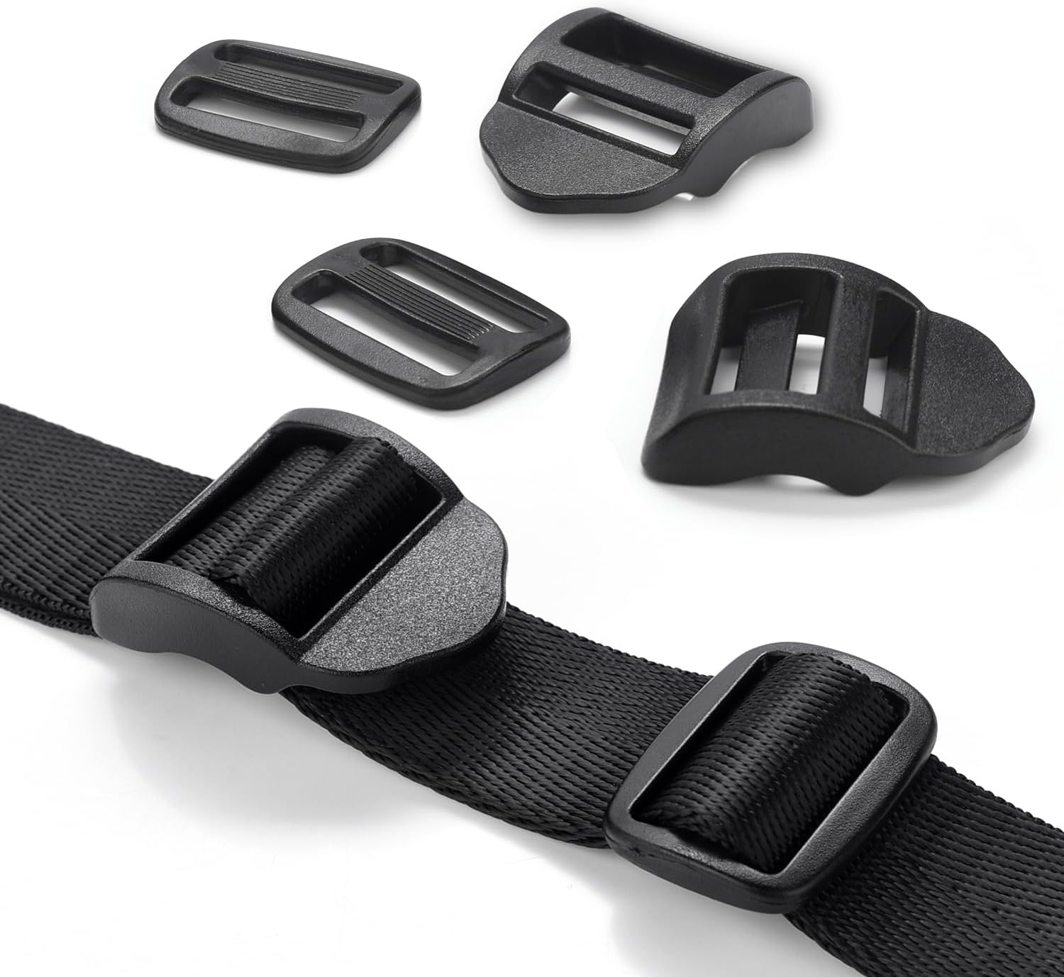CooBigo 6 Pcs Ladder Slider Buckles+6 Pcs Tri glide Slider for Backpack Strap Clips, Plastic Clips for Straps Adjuster, Backpack Clips for 1 Inch webbing strap. - Image 4