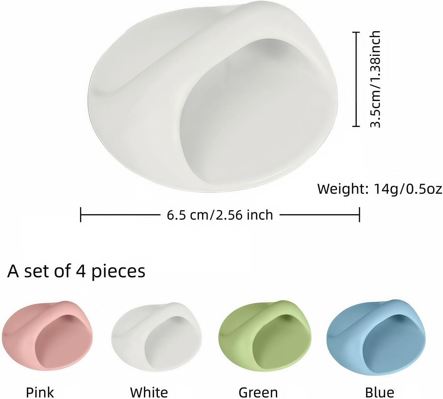 4-Pack Self-Adhesive Cabinet Pulls, No-Drill Handles for Cabinet, Window, Drawer, Glass Door, Easy Installation & Strong Grip (White, Pink, Blue, Green),2.56 Inch Adhesive Pull Knob - Image 2