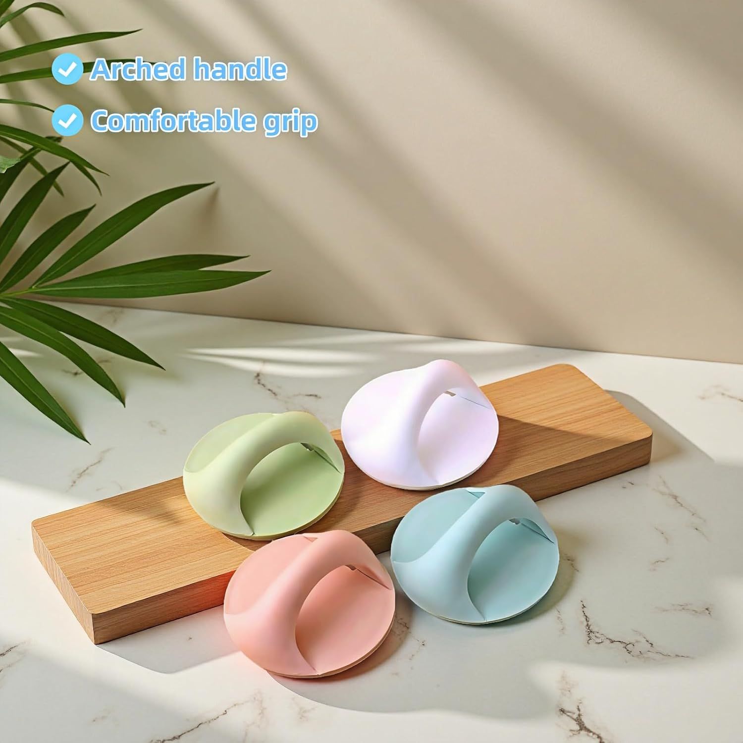 4-Pack Self-Adhesive Cabinet Pulls, No-Drill Handles for Cabinet, Window, Drawer, Glass Door, Easy Installation & Strong Grip (White, Pink, Blue, Green),2.56 Inch Adhesive Pull Knob - Image 7