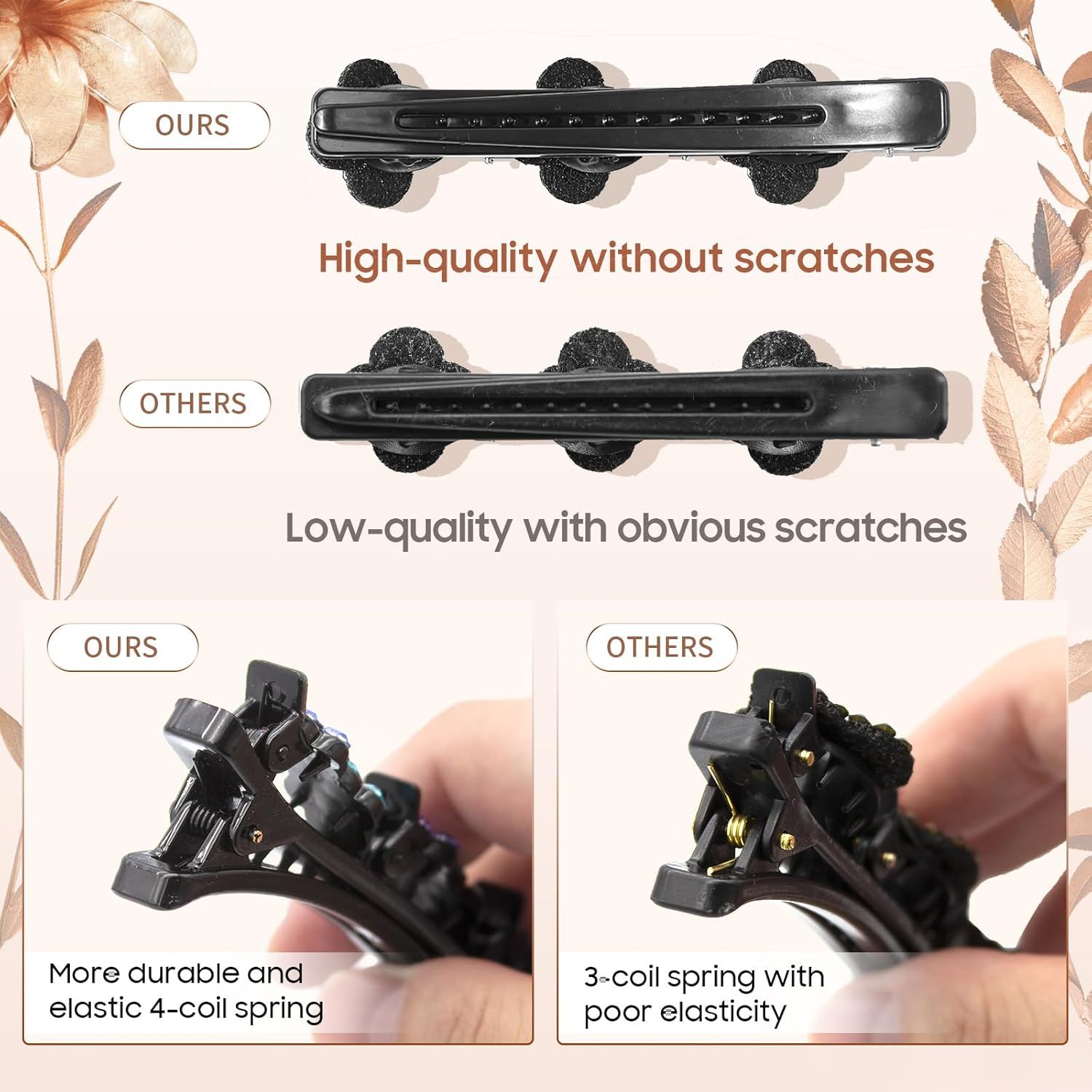 Braided Hair Clips For Women - Sparkling Crystal Stone Hair Clips For Styling Sectioning with 3 Small Hair Barrettes, Hair Accessories Four-Leaf Chopped with Rhinestones for Women& Girls 4 PCS (# 1) - Image 7