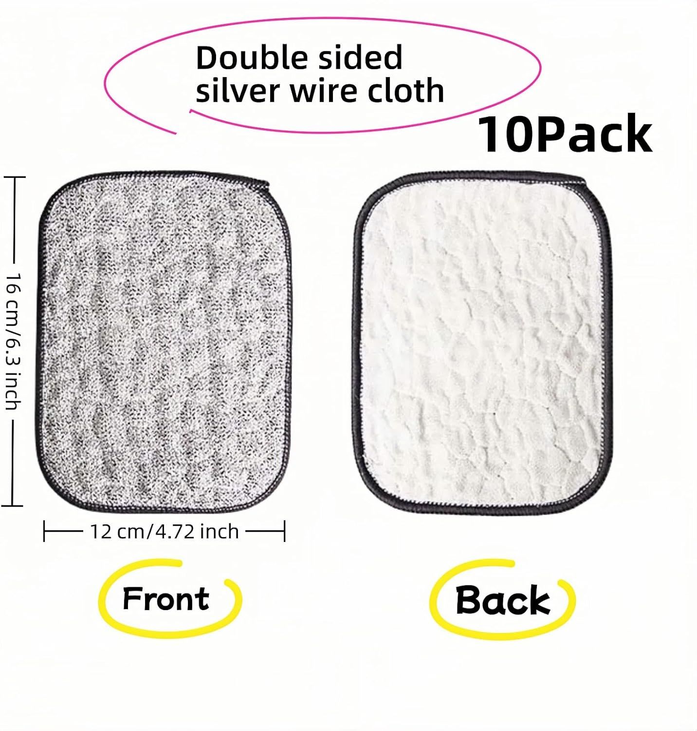 10Pack Scrubber Sponge for Dishes, Pans & Grease - Dual-Side Non-Scratch, Super Absorbent, Heat Resistant - Strong Cleaning Power for Kitchen, Glass, Stove (Color Random) - Image 3