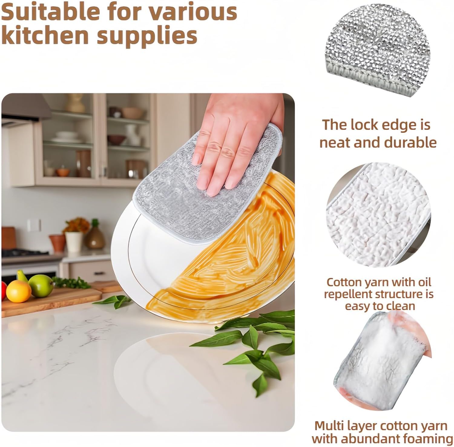 10Pack Scrubber Sponge for Dishes, Pans & Grease - Dual-Side Non-Scratch, Super Absorbent, Heat Resistant - Strong Cleaning Power for Kitchen, Glass, Stove (Color Random) - Image 5