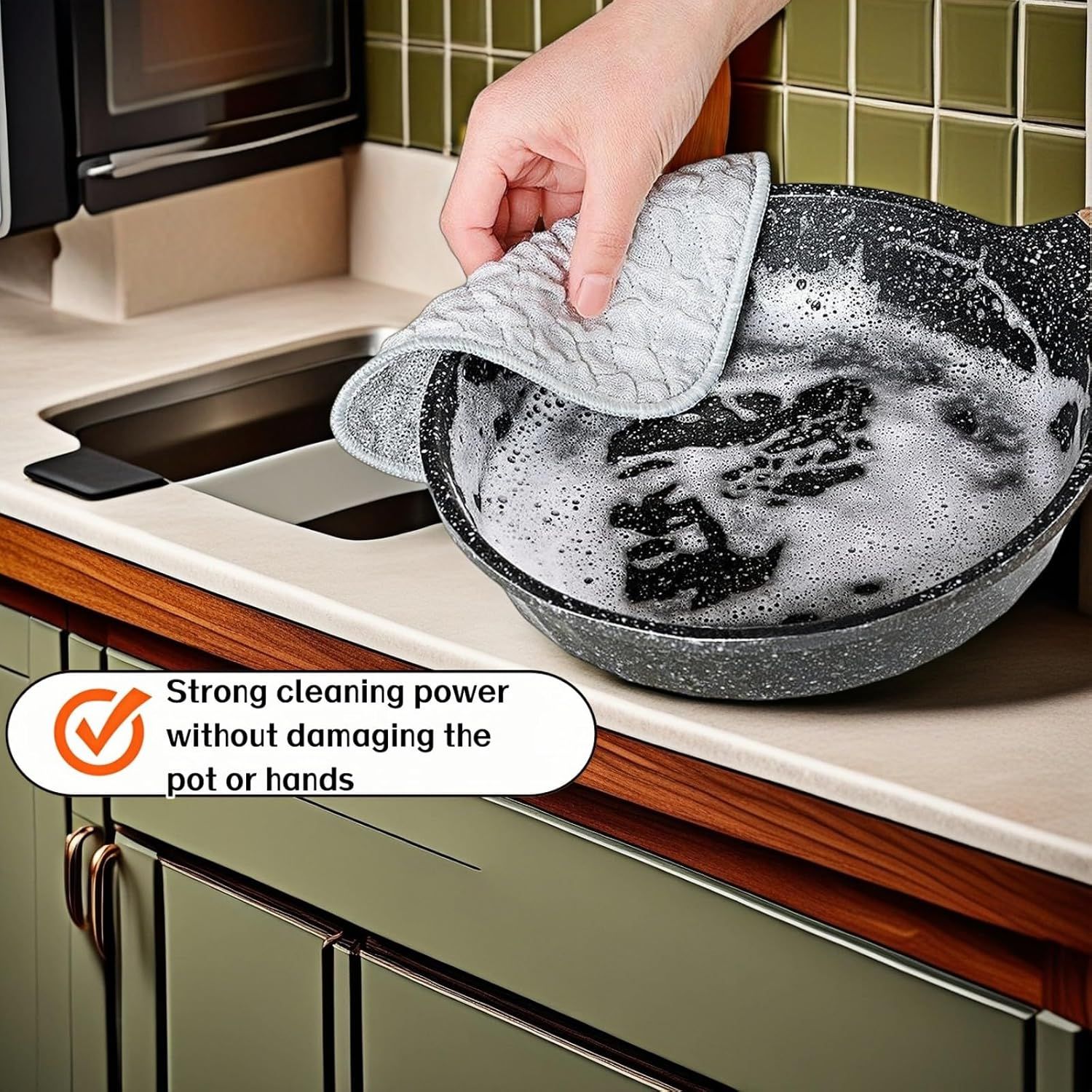 10Pack Scrubber Sponge for Dishes, Pans & Grease - Dual-Side Non-Scratch, Super Absorbent, Heat Resistant - Strong Cleaning Power for Kitchen, Glass, Stove (Color Random) - Image 8