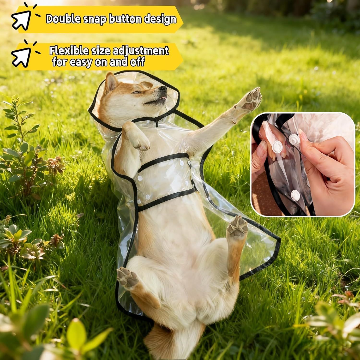 Transparent Dog Rain Poncho for Small Medium Dogs - Thick Waterproof Raincoat with Hidden Leash Hole & Adjustable Snaps, Windproof Hooded Cape for Bichon Poodle (Large) - Image 8