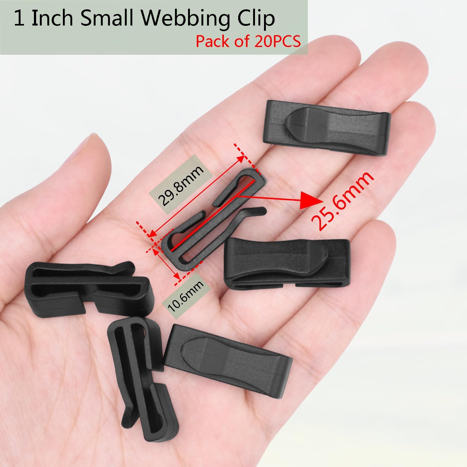 CooBigo Plastic Webbing Ending Clip, Tactical Molle Belt Clip Hook, Hiking Camping Backpack Helmet Goggle Webbing Clip - Image 2