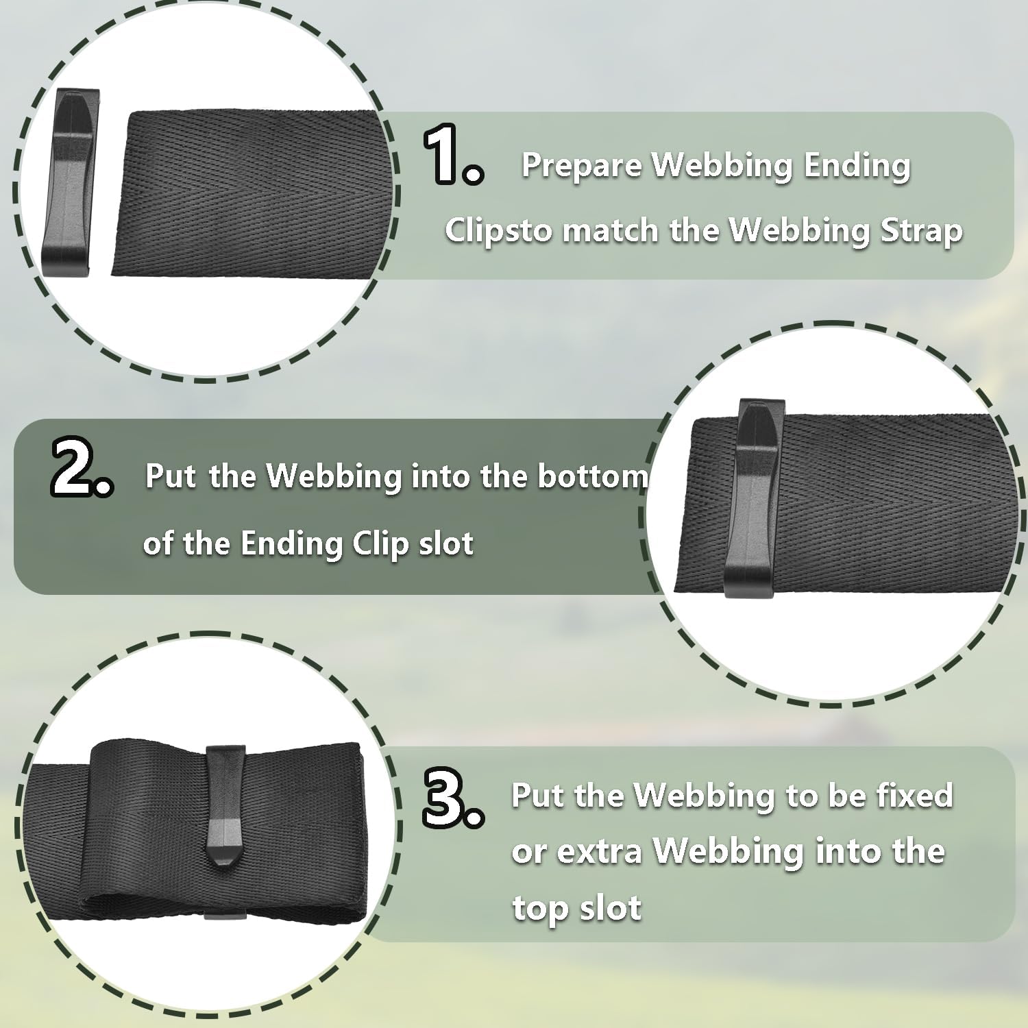 CooBigo Plastic Webbing Ending Clip, Tactical Molle Belt Clip Hook, Hiking Camping Backpack Helmet Goggle Webbing Clip - Image 3