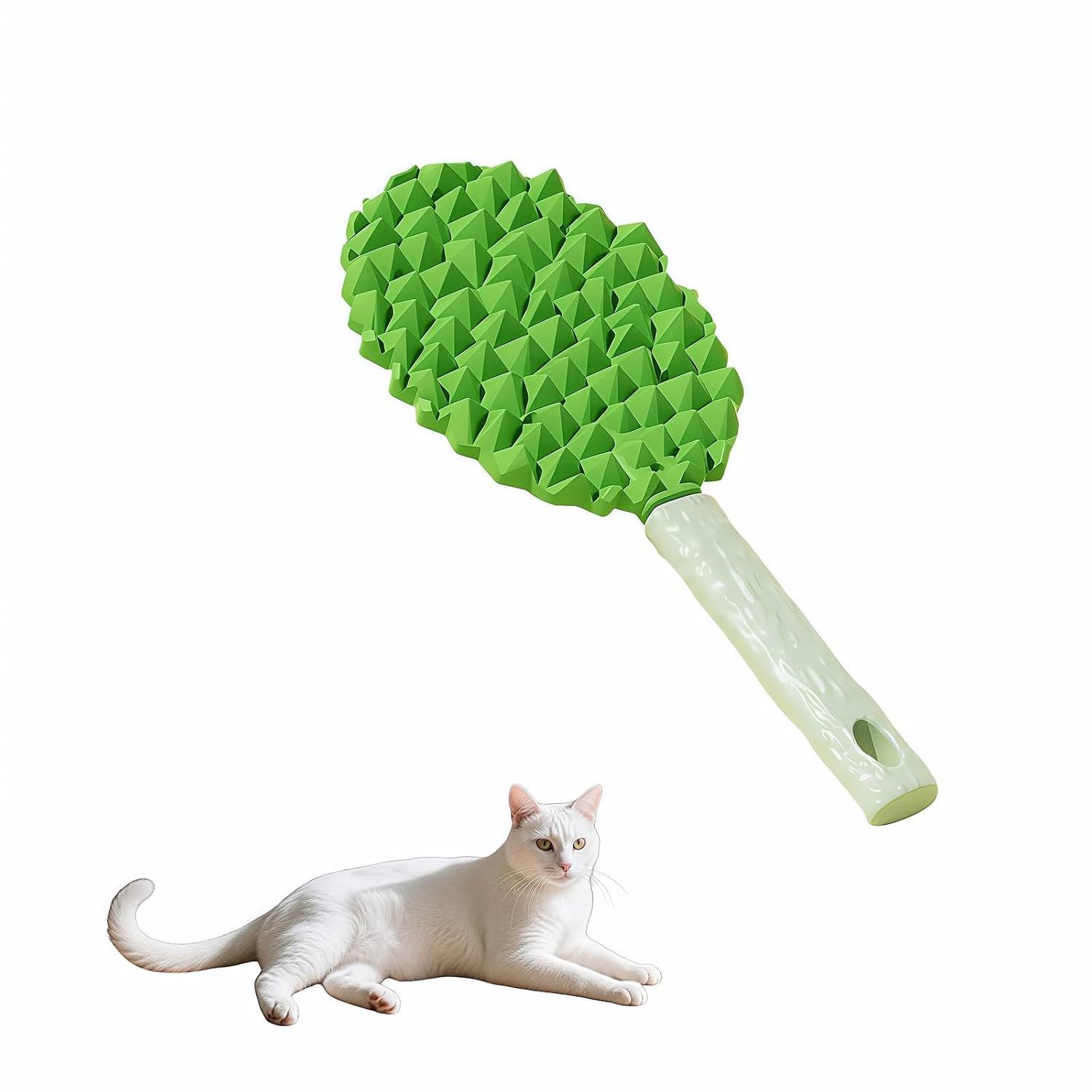 Pet Durian Massage Comb, Dual-Sided Cat Dog Grooming Tool with Back Scraping Teeth, Green, 8.66 inch - Image 1