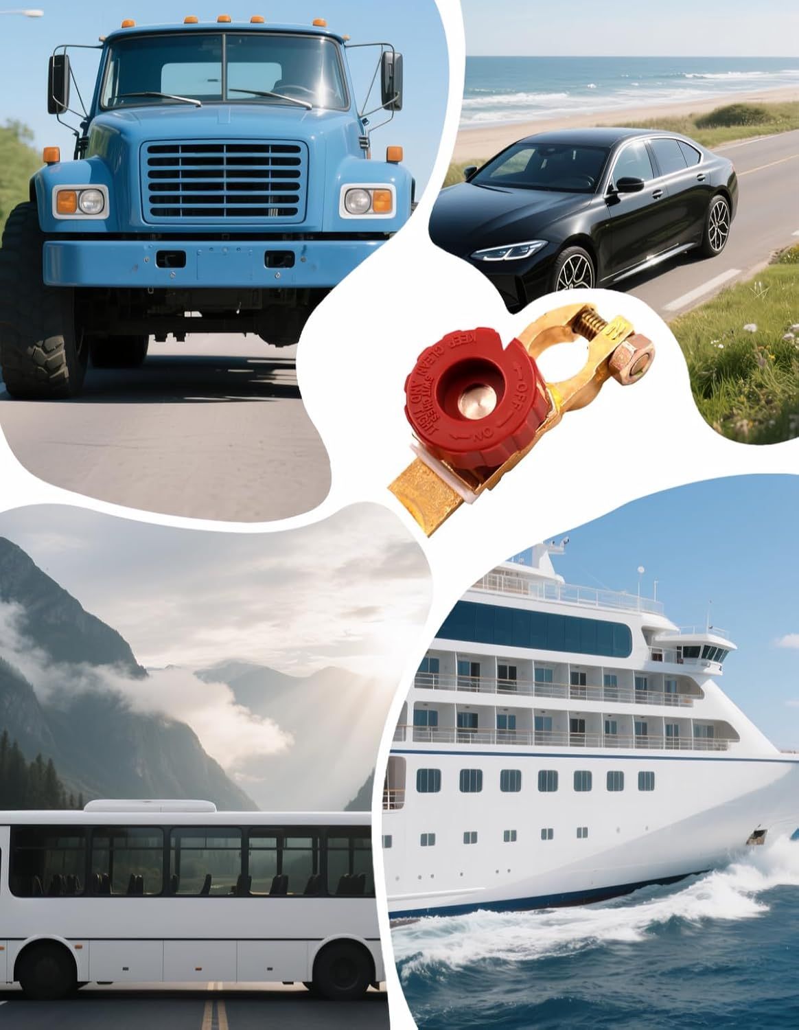Top Post Battery Disconnect Switch 12V 125A Heavy Duty Brass Marine Car Truck RV Boat Anti-Corrosion Quick Release Knob for Battery Saver 0.59-0.67