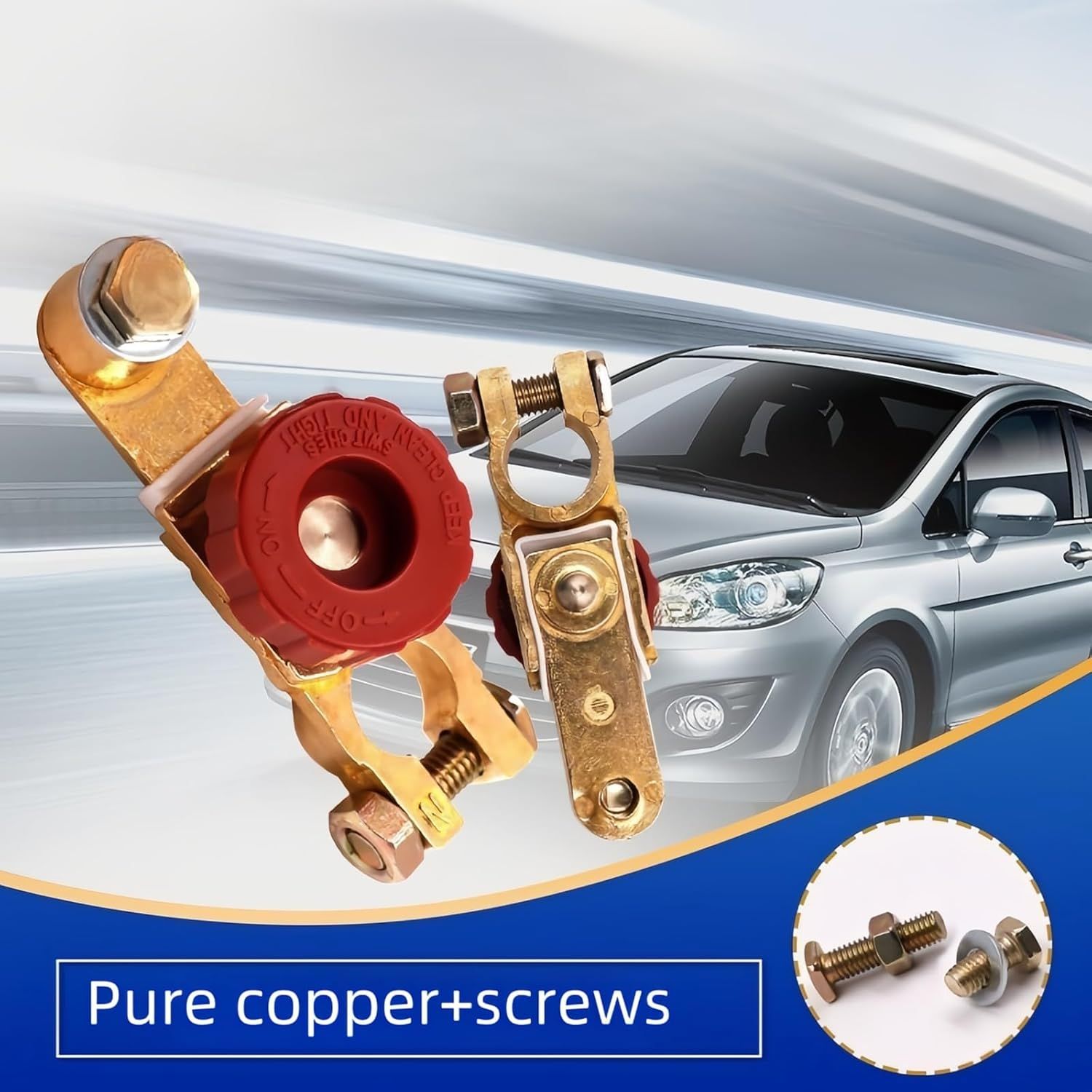 Top Post Battery Disconnect Switch 12V 125A Heavy Duty Brass Marine Car Truck RV Boat Anti-Corrosion Quick Release Knob for Battery Saver 0.59-0.67