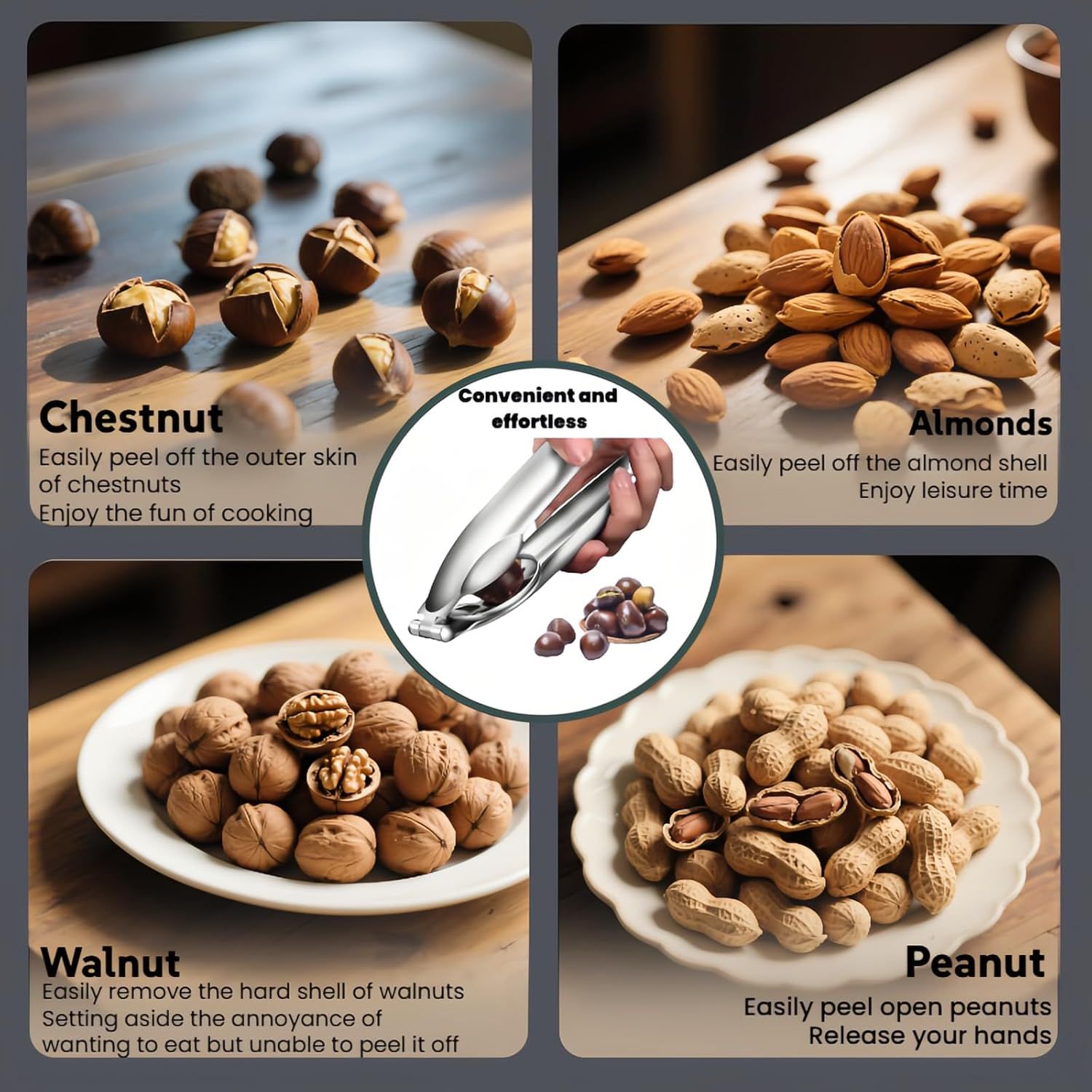 Multi-Purpose Nut Cracker Tool, 6.89 inch Stainless Steel Opener for Chestnuts, Walnuts, Almonds, Peanuts with Anti-Slip Design - Image 5