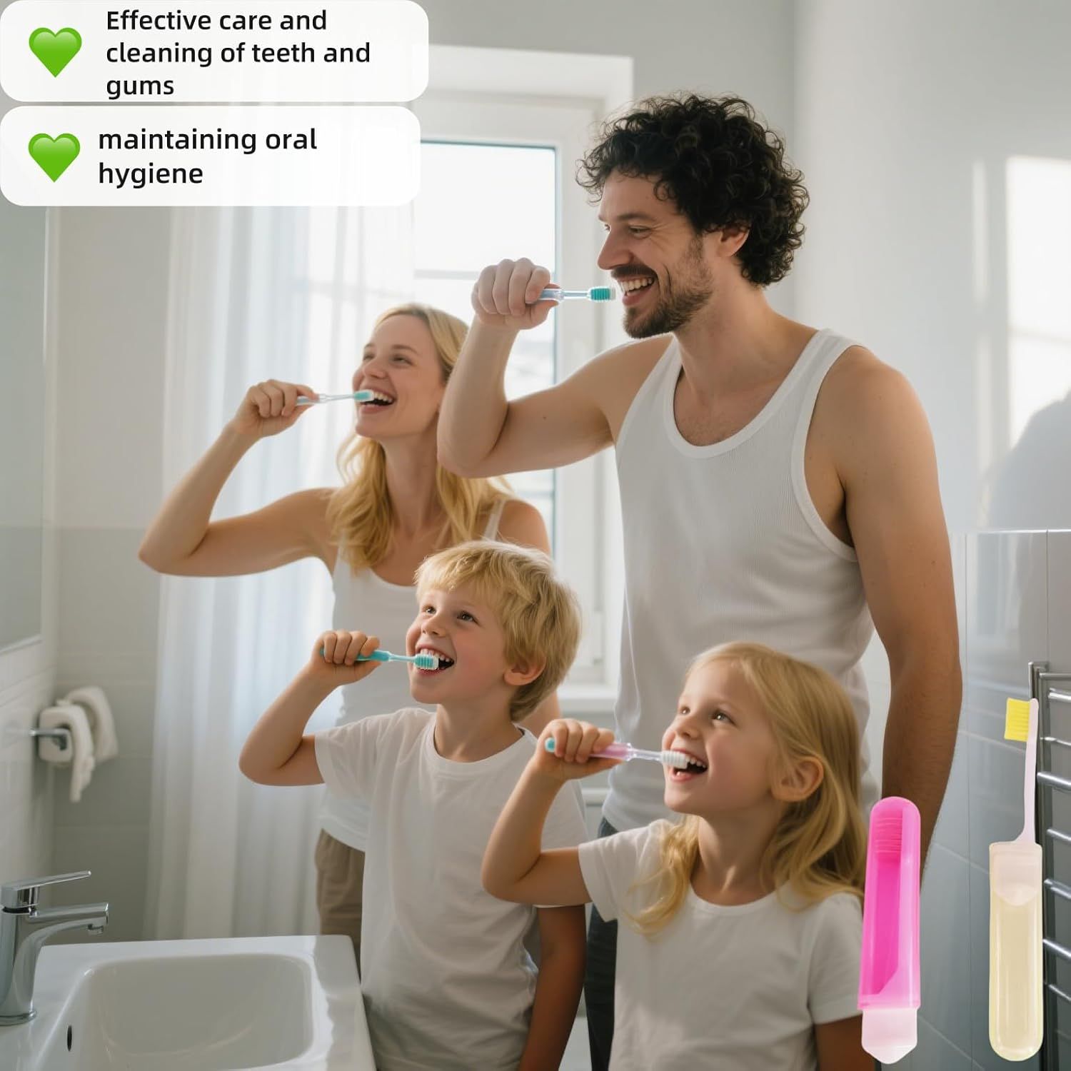 Travel Toothbrush Set for Family - 3 Mini Foldable Toothbrushes with Detachable Heads, Compact 4.53