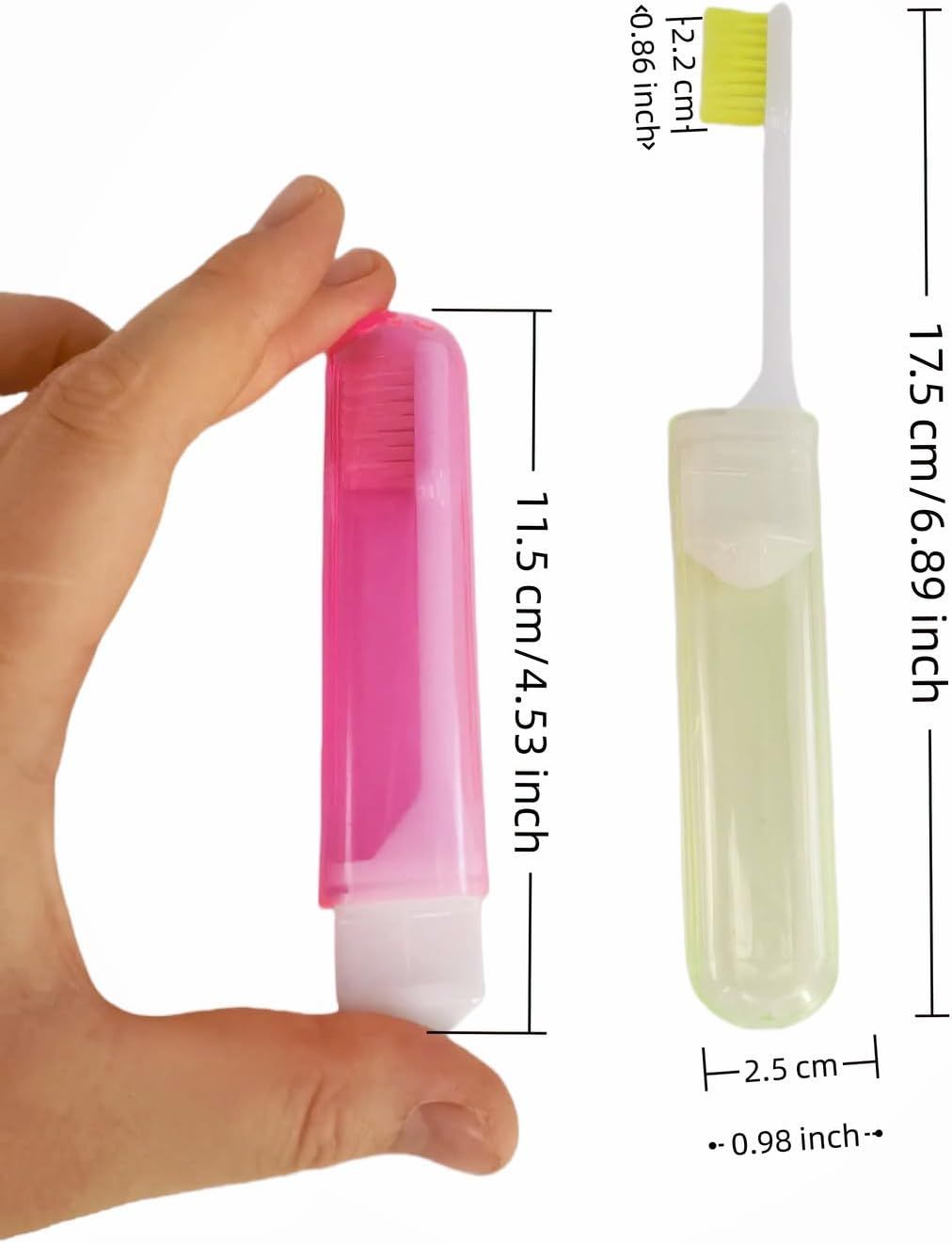 Travel Toothbrush Set for Family - 3 Mini Foldable Toothbrushes with Detachable Heads, Compact 4.53
