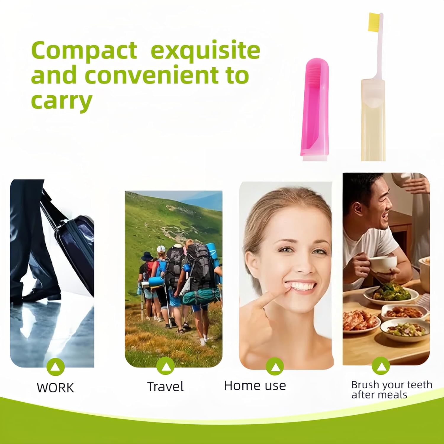 Travel Toothbrush Set for Family - 3 Mini Foldable Toothbrushes with Detachable Heads, Compact 4.53