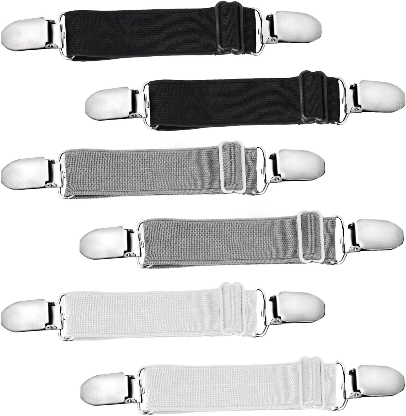 6 Pcs Adjustable Hip Elastic Belt, Elastic Band for Sewing Pant Waist Tightener Pant Belt Clip Women Men Back Cinch for Jeans Pants Dresses - Image 1