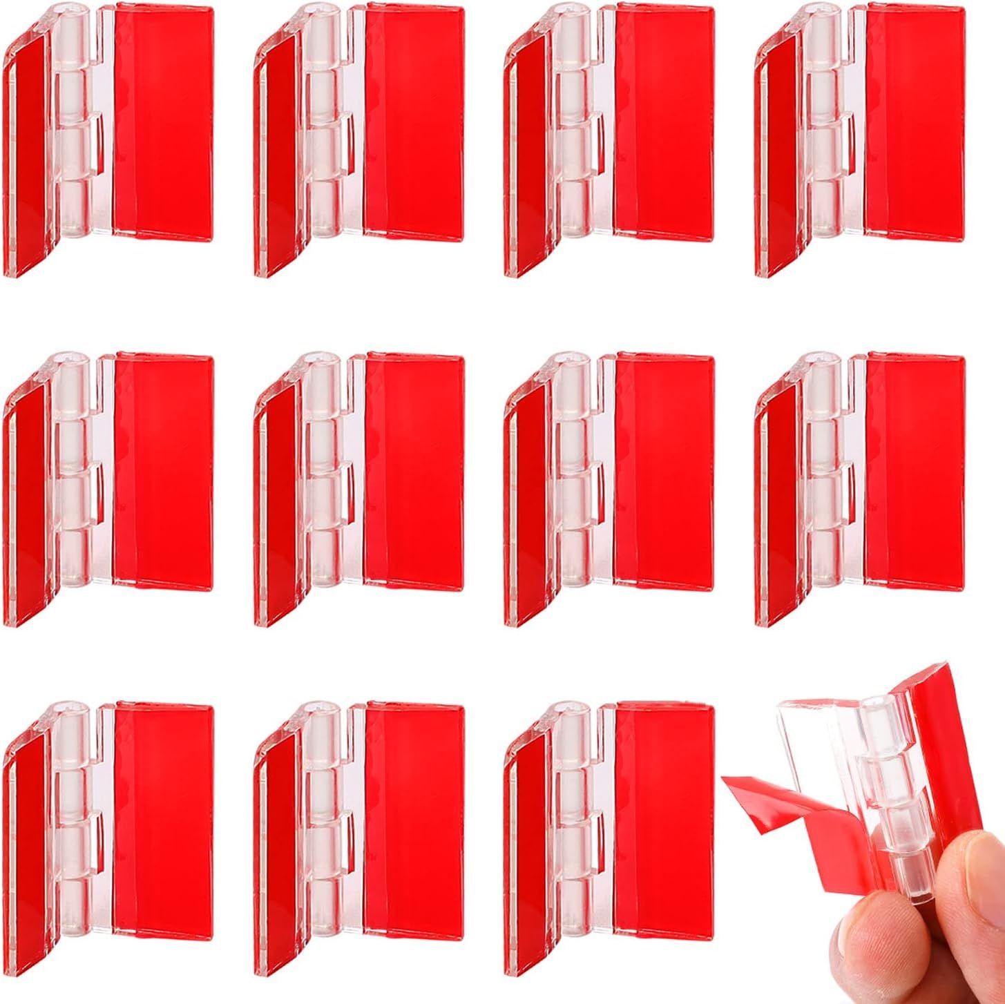 12 Pcs 35x25 mm Mini Transparent Acrylic Hinge Self-Adhesive Small Hinges Folding Hinge, Clear Plastic Hinges for Glass, Crafts, Aquarium Lid, Cabinet, Furniture, Display Stand - Image 1