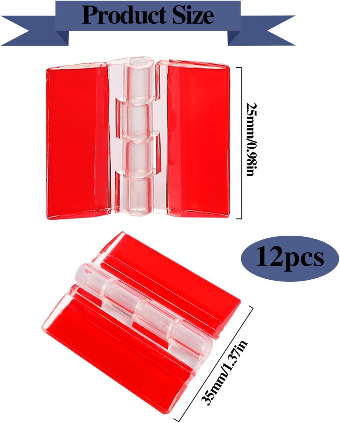 12 Pcs 35x25 mm Mini Transparent Acrylic Hinge Self-Adhesive Small Hinges Folding Hinge, Clear Plastic Hinges for Glass, Crafts, Aquarium Lid, Cabinet, Furniture, Display Stand - Image 2