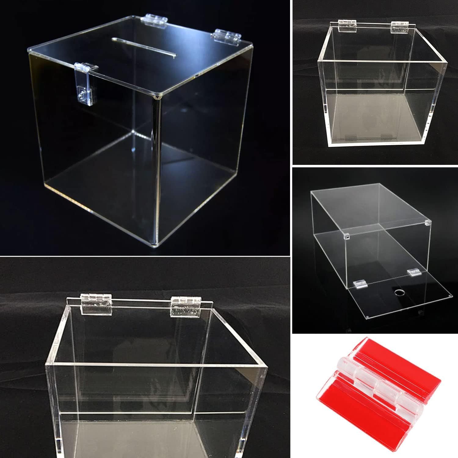12 Pcs 35x25 mm Mini Transparent Acrylic Hinge Self-Adhesive Small Hinges Folding Hinge, Clear Plastic Hinges for Glass, Crafts, Aquarium Lid, Cabinet, Furniture, Display Stand - Image 4