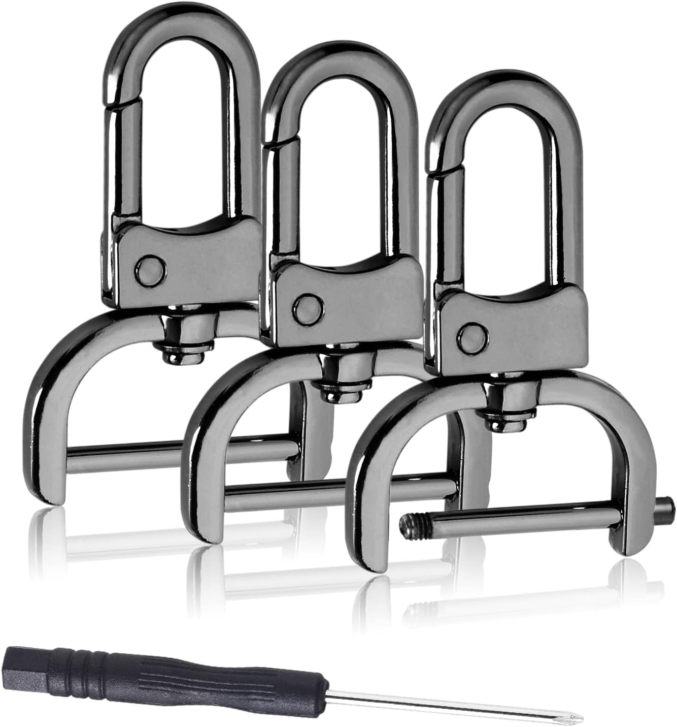 6 Pack 1 Inch Detachable Snap Hook Swivel Clasp, Metal Lobster Claw Clips Clasp with Screwdriver for Replacement Purse Keychain Hardware, Keyring Clip, Pets Collar Accessories (Black) - Image 1