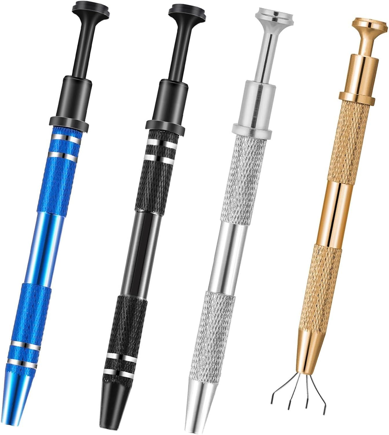4Pcs 4 Prongs Jeweler's Pick Up Tool, Stainless Steel Piercing Ball Grabber Tools,4-Claw Pick up Tool for Small Parts Grabber for IC Chip Electronic Components Nails Clamping - Image 1