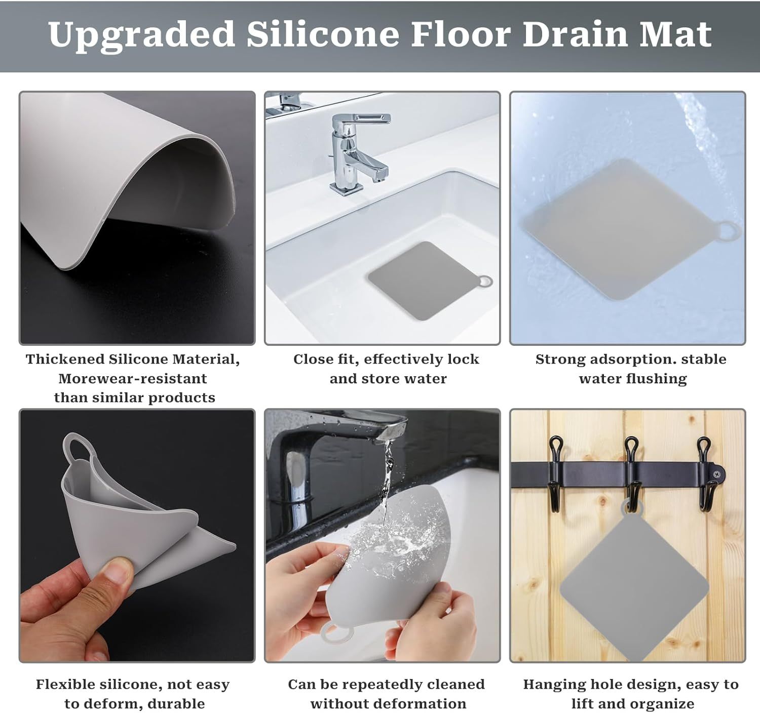2 Pieces Silicone Tub Stopper Shower Drain Cover Floor Drain Anti-Odor Mat Shower Silica Gel Drain Plugs Bathtub Drain Cover Sewer Deodorization Floor Drain Mat for Kitchen, Bathroom and Laundry - Image 5