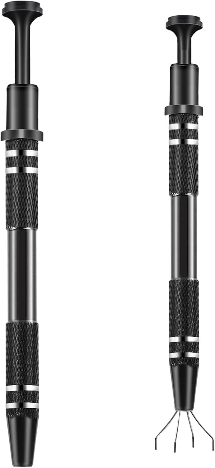 2Pcs 4 Prongs Jeweler's Pick Up Tool Stainless Steel Piercing Ball Grabber 4 Prong Diamond Claw Tweezers Pearl Grabber Pick Up Tool for Tiny Objects Ic Chips Electronic Components - Image 1