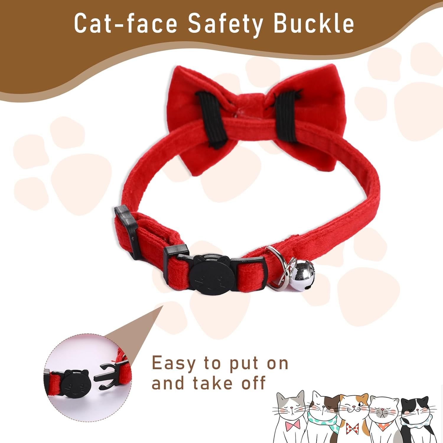 2 Pcs Velvet Cat Collar Cute Cat Bow Tie Collar for Boy Cats Breakaway Kitten Collars with Bell Adjustable Puppy Bow Tie Collar Personalized Collars for Small Pets - Image 7