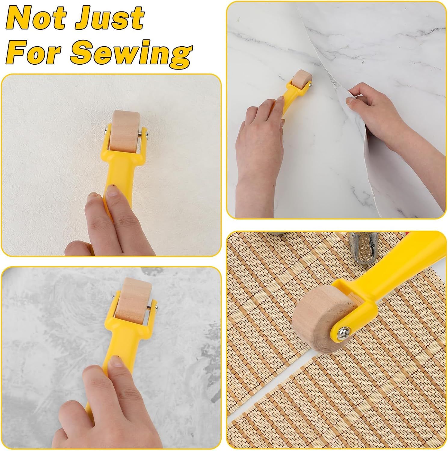 Quilting Seam Roller 2.3 cm Wallpaper Roller Seam Roller for Quilting Sewing Seam Roller Tool with Easy to Grip Handle for Print, Ink, Home Decoration - Image 6