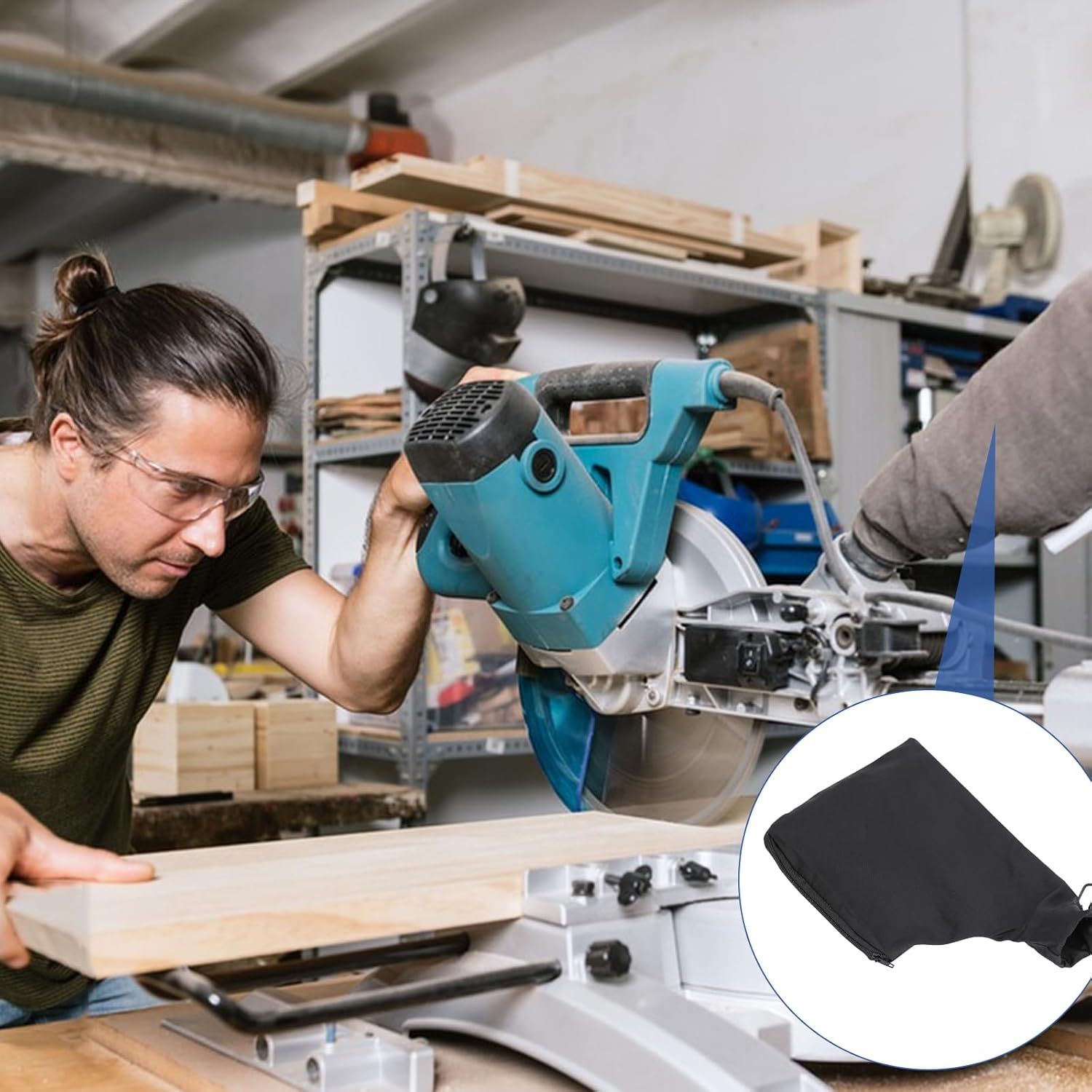 Table Saw Miter Dust Bag Black Dust Collection Bag for 255 Model with Zipper and Wired Adjustable Stand for Belt Sander Parts Diagonal Miter Saw Accessories - Image 7