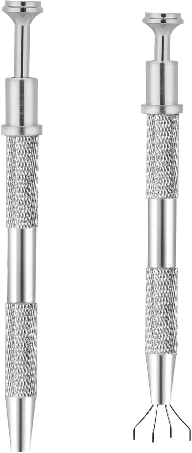 2Pcs 4 Prongs Jeweler's Pick Up Tool 4 Prong Diamond Claw Tweezers Pearl Grabber Pick Up Tool Piercing Ball Grabber for Tiny Objects Ic Chips Electronic Components - Image 1