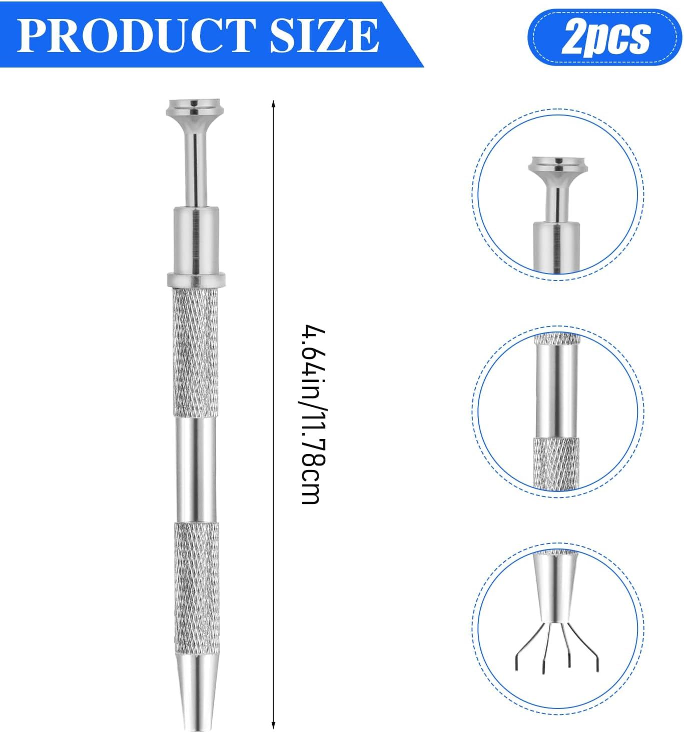 2Pcs 4 Prongs Jeweler's Pick Up Tool 4 Prong Diamond Claw Tweezers Pearl Grabber Pick Up Tool Piercing Ball Grabber for Tiny Objects Ic Chips Electronic Components - Image 3