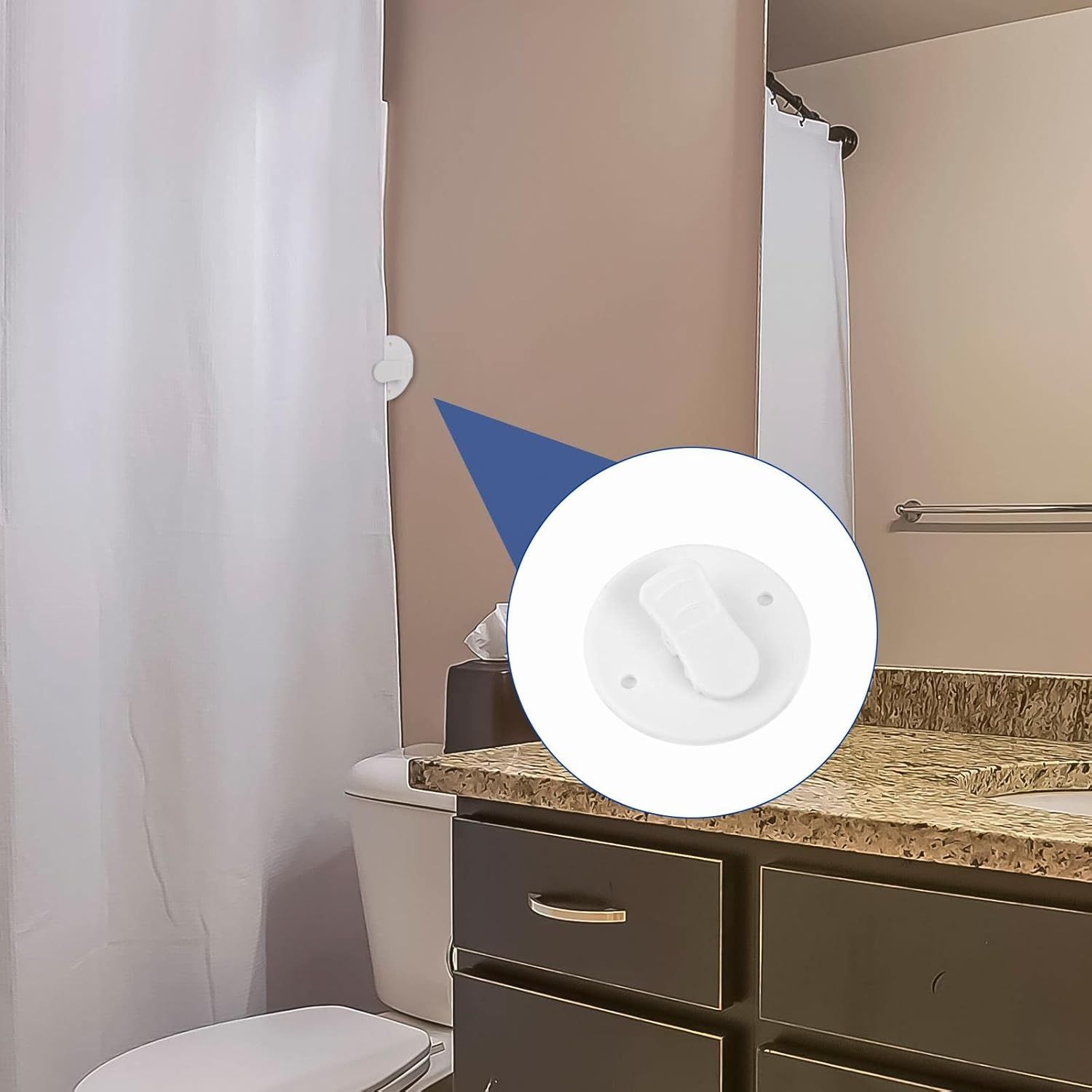 4Pcs Shower Curtain Clips Shower Splash Guard Holder Clear Self Adhesive Windproof Splash Clips Bathroom Curtain Weight Clip for Home - Image 2