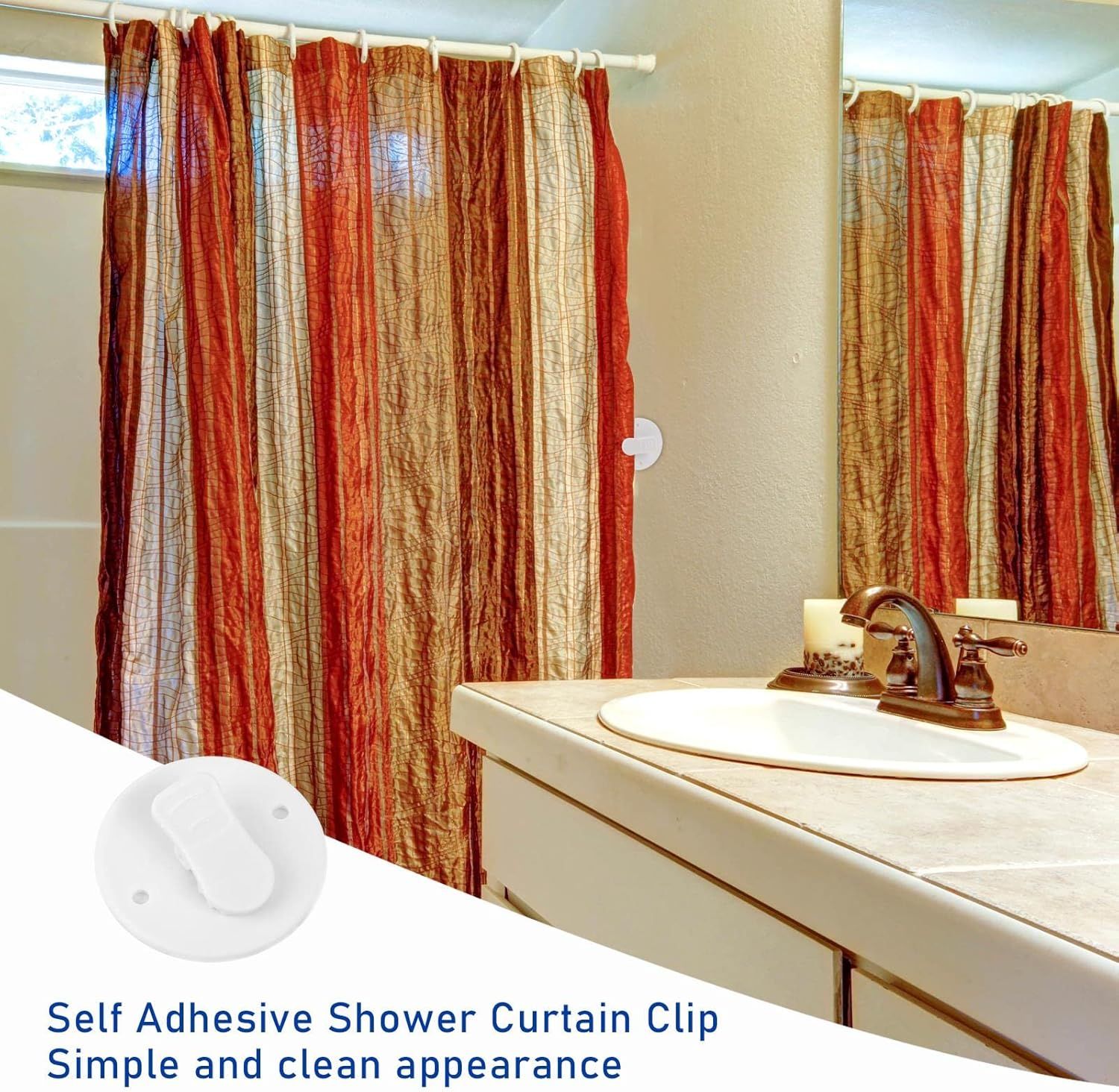 4Pcs Shower Curtain Clips Shower Splash Guard Holder Clear Self Adhesive Windproof Splash Clips Bathroom Curtain Weight Clip for Home - Image 6