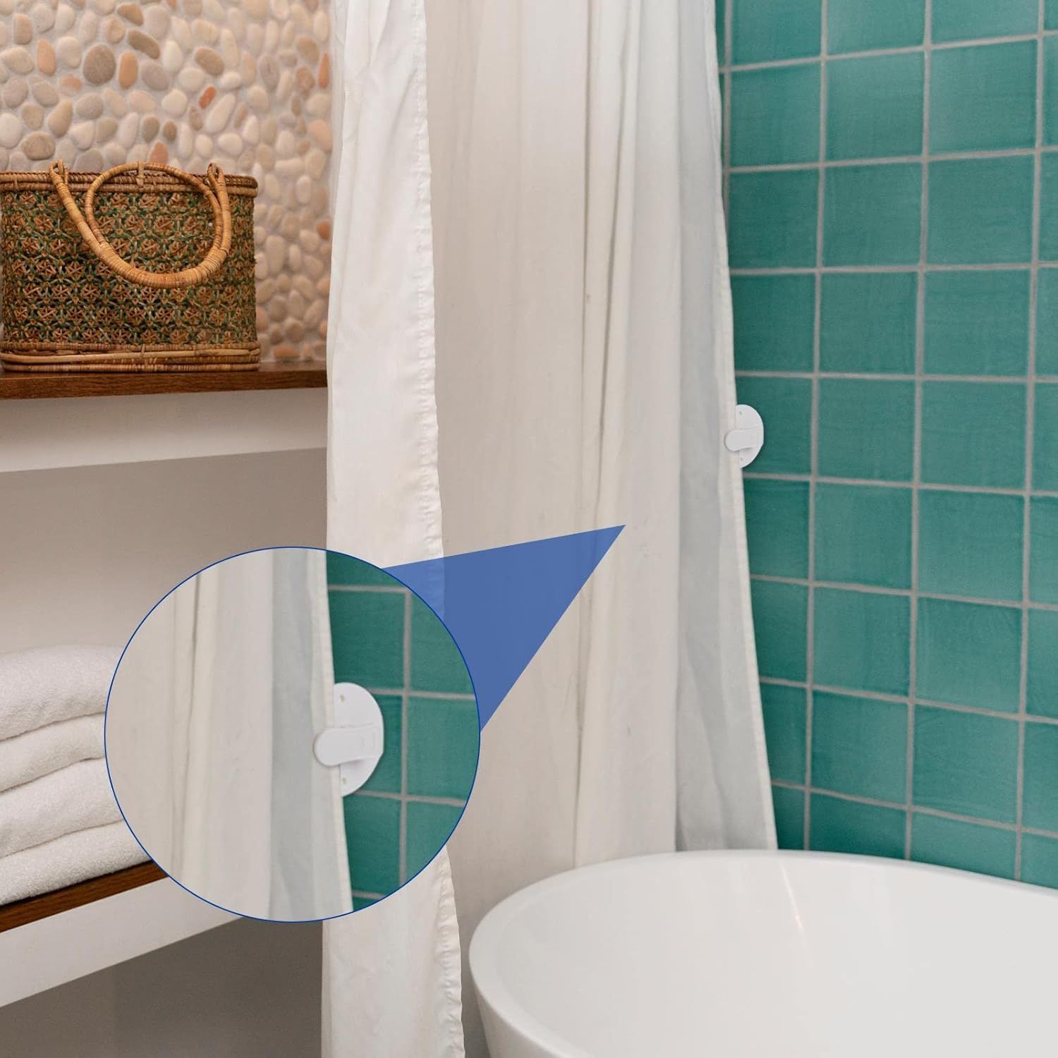 4Pcs Shower Curtain Clips Shower Splash Guard Holder Clear Self Adhesive Windproof Splash Clips Bathroom Curtain Weight Clip for Home - Image 7