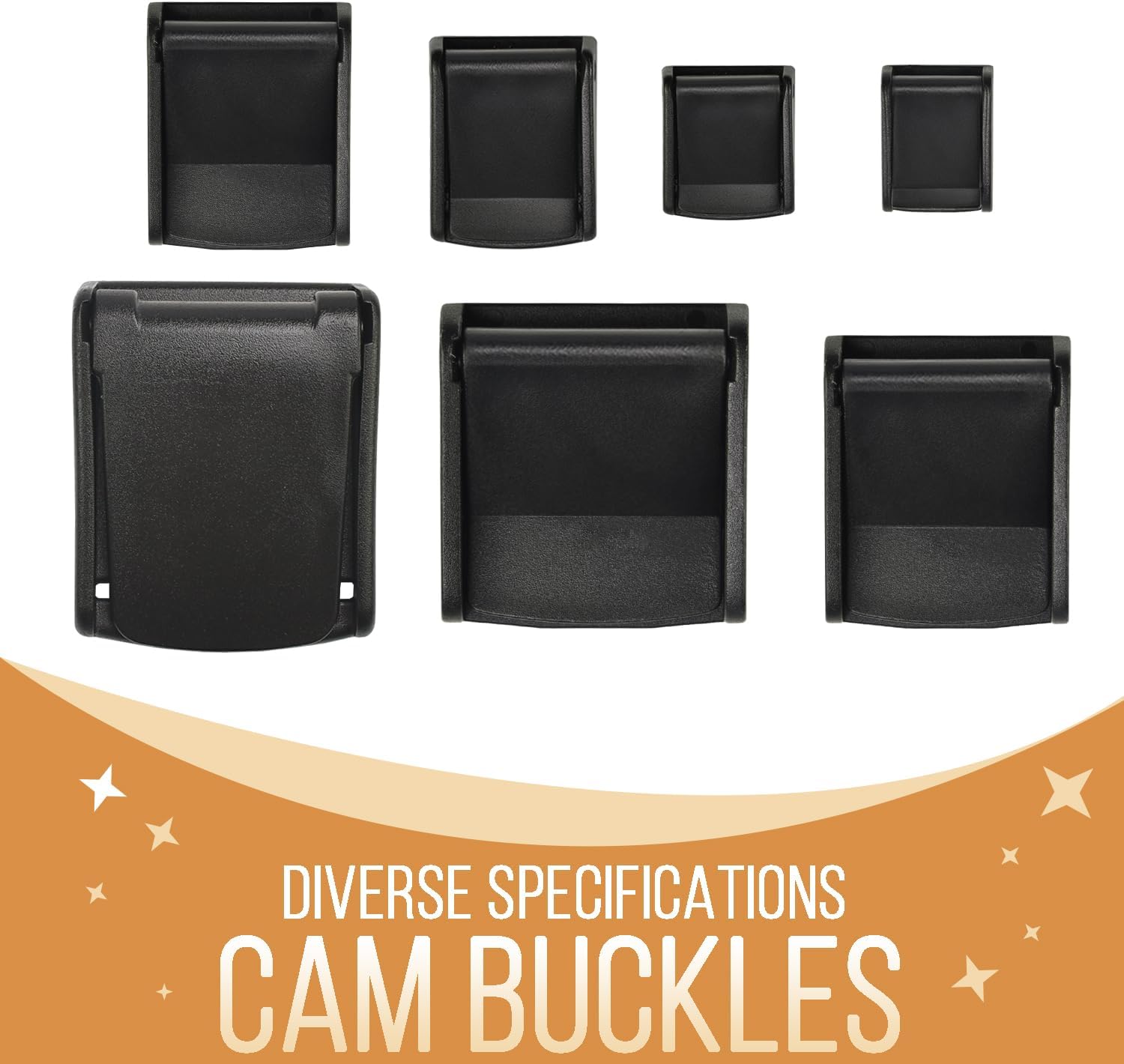 CooBigo 10Pack 1 Inch Black Cam Buckles, Plastic Toggle Buckle Clip for Pet Chest Vest, Car Roof Bag, Backpack Luggage Straps, Belt DIY Craft Accessories (25.5mm) - Image 6