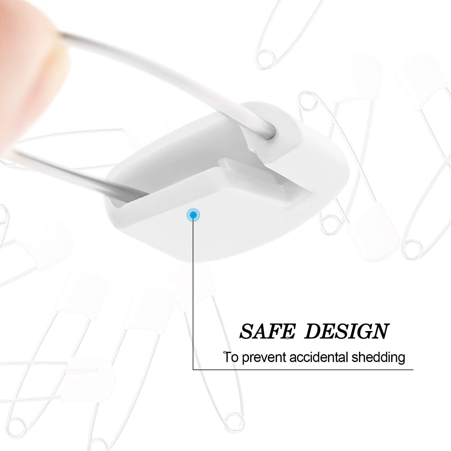 50 Pieces Diaper Pins Safety 2.2 Inch Plastic Head Cloth Diaper Nappy Pins with Locking Closures Stainless Steel with Velvet Bag(White) - Image 3