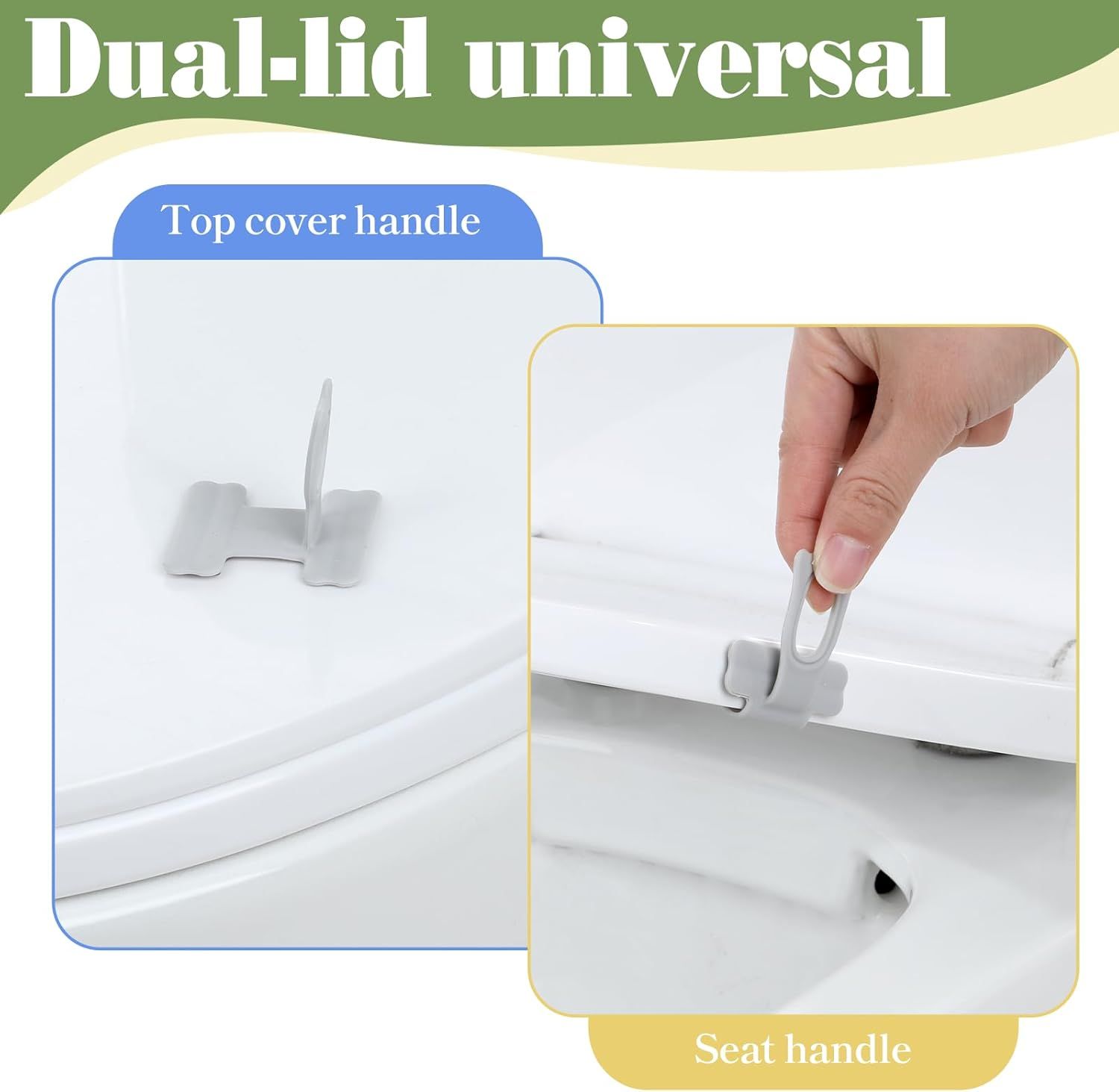 4 PCS Toilet Seat Lifter Tab, Silicone Toilet Seat Lid Lifter, Toilets Handle Tabs Can Avoid Touching the Toilets for Home Bathroom, Office, Hotel (White, Gray) - Image 5
