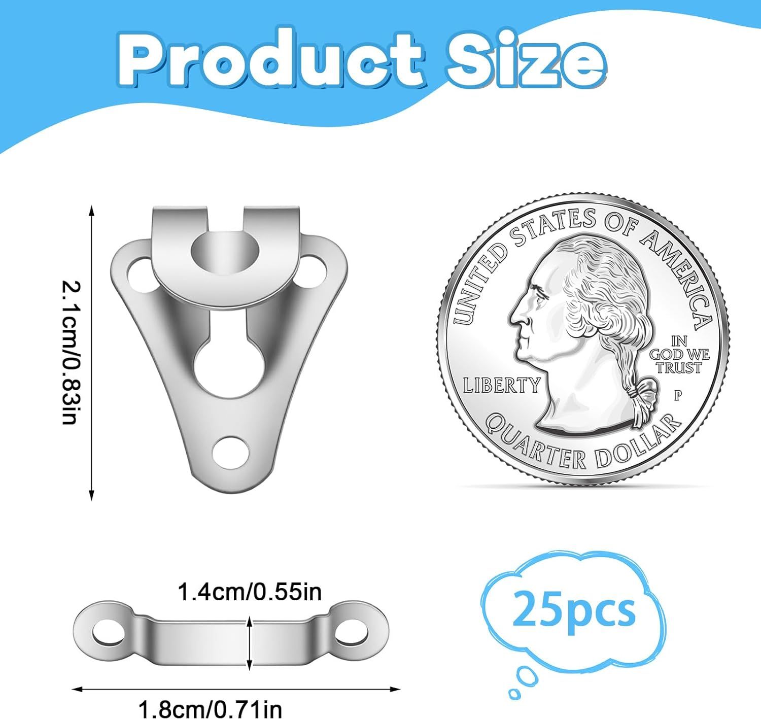 25 Set Hook and Eye Sewing Closures for Clothing, Metal Pant Hooks for Waist, Replacement Hook and Eye Closure, Sewing Belt Hooks for Pants, Waist, Bra, Jeans, Trouser Skirt, Dress, DIY Craft - Image 2