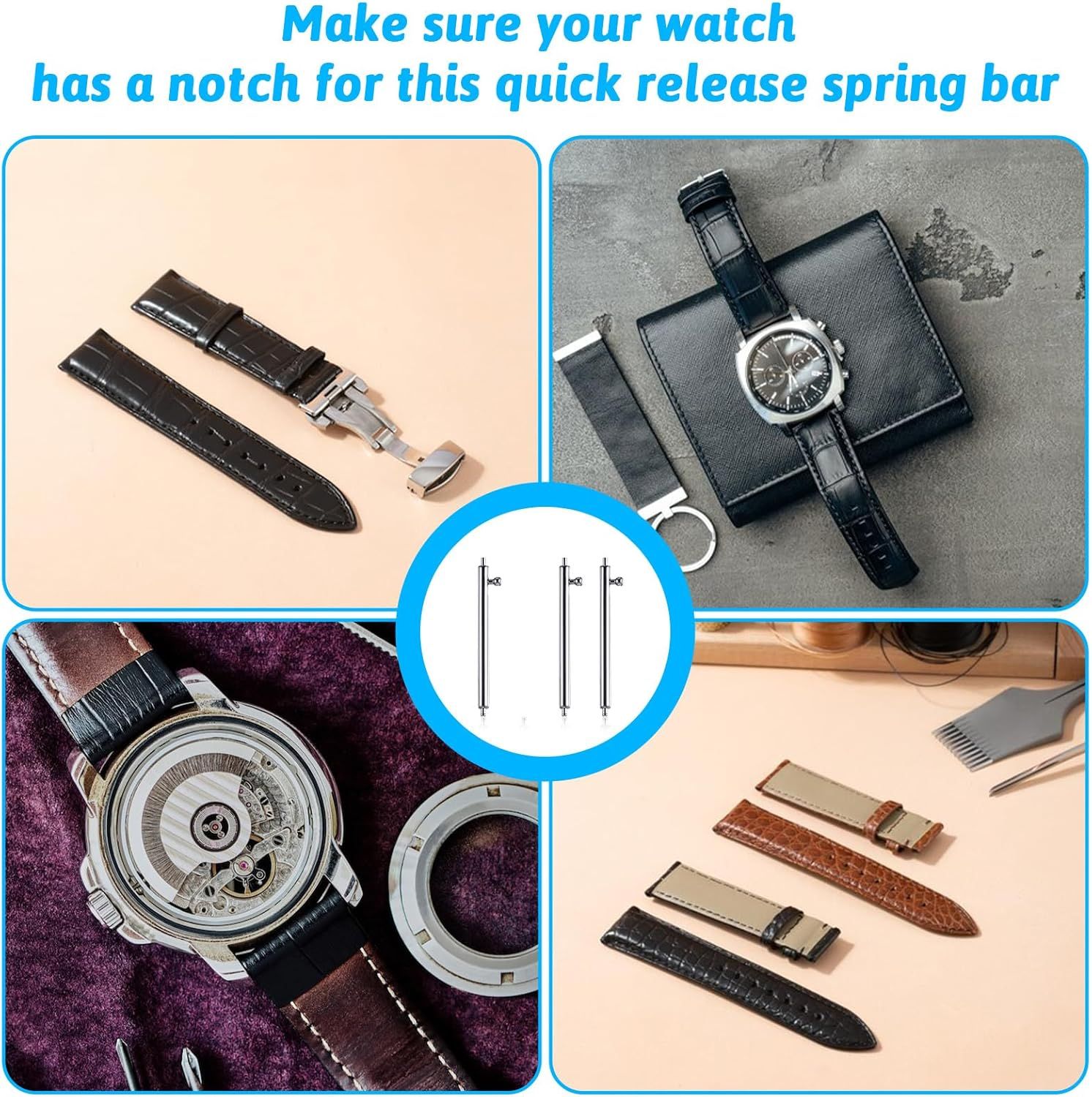 4Pcs Quick Release Spring Bars, Stainless Steel Pins for 22mm Watch Band, Watch Pins Replacement Kit for Watches Band Repairing - Image 7