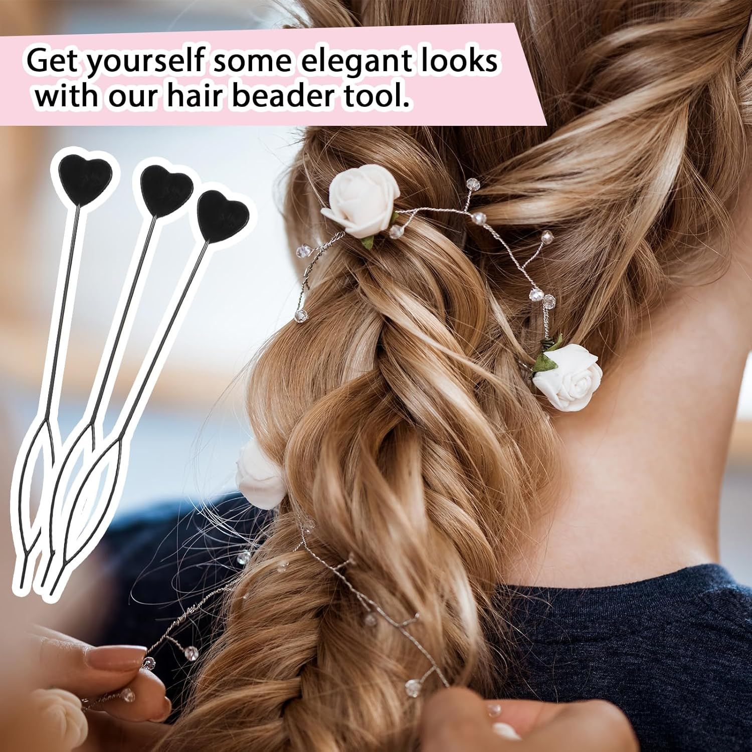 12 PCS Quick Hair Beader Tool, Black Beaders for Braids, For Girls Women Ponytail Hair Styling Braiding Accessories Supplies - Image 6