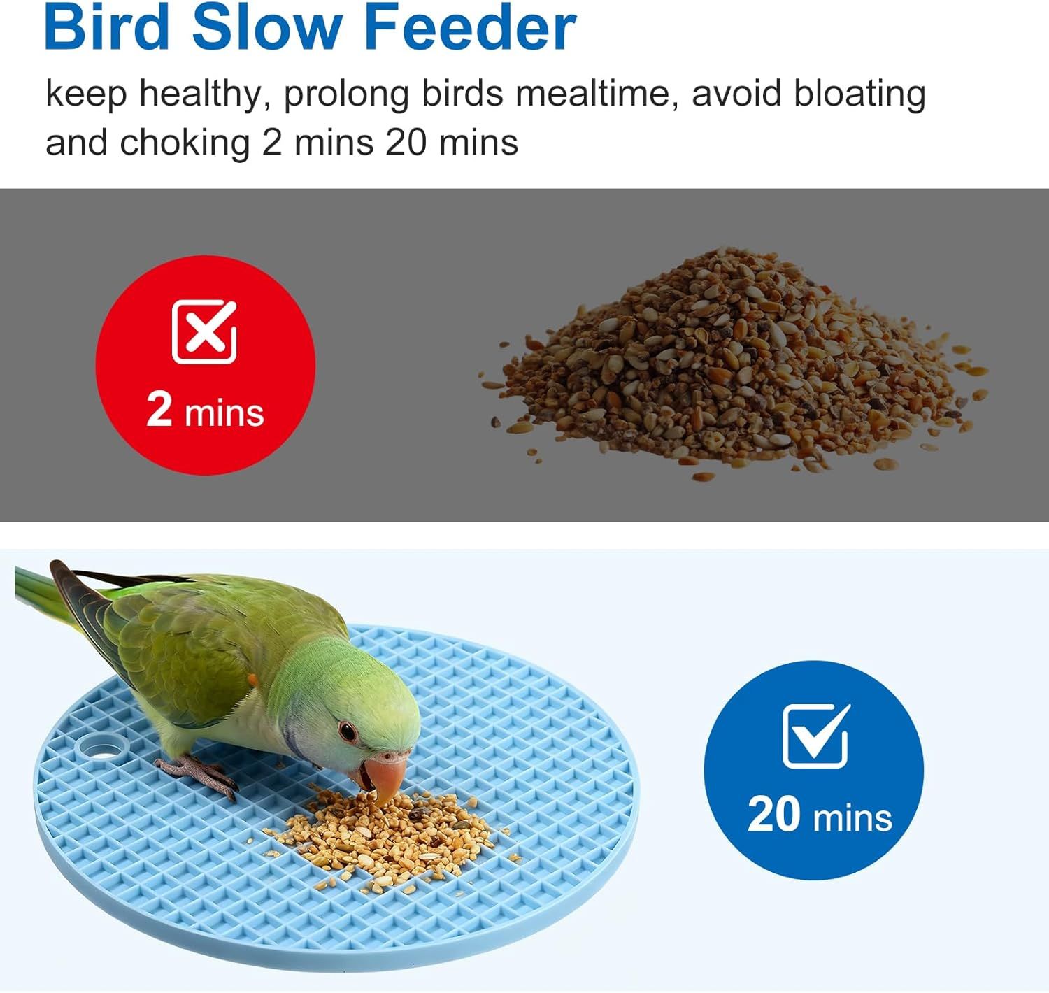 2 PCS Bird Foraging Toys, Soft Bird Slow Feeder Mats, Silicone Bird Foraging Mat, Interactive Foraging Birds Toys for Parakeet, Cockatiel, African Grey, Conure, Budgies - Image 4