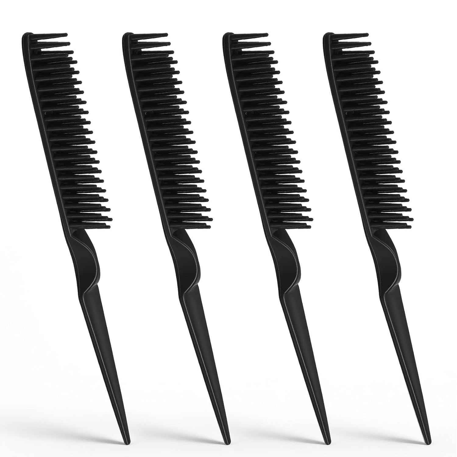 4 PCS Black 3 Row Comb for Natural Hair, The Unbraider Combs Tool for Braids, Three Row Comb for Women Men Detangling and Sectioning - Image 1