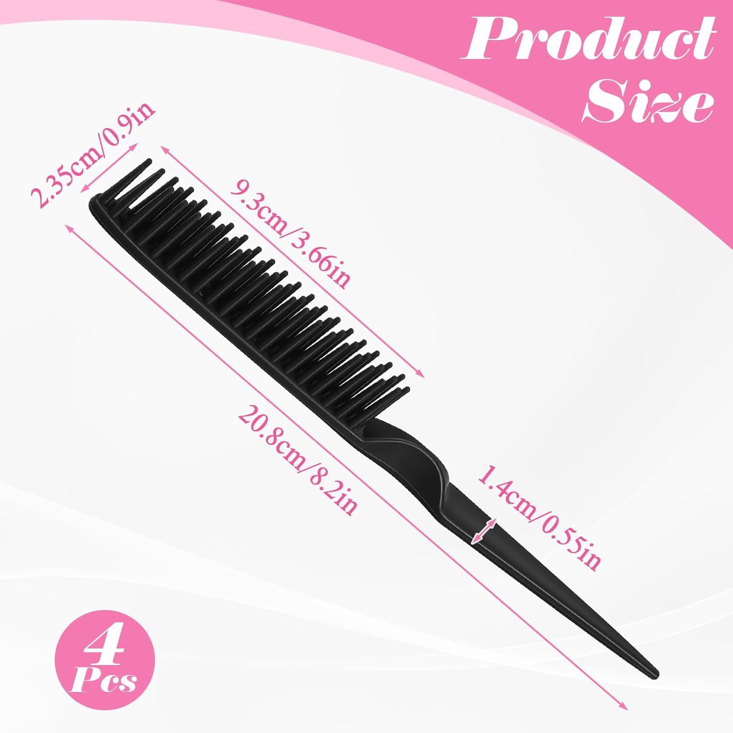 4 PCS Black 3 Row Comb for Natural Hair, The Unbraider Combs Tool for Braids, Three Row Comb for Women Men Detangling and Sectioning - Image 2
