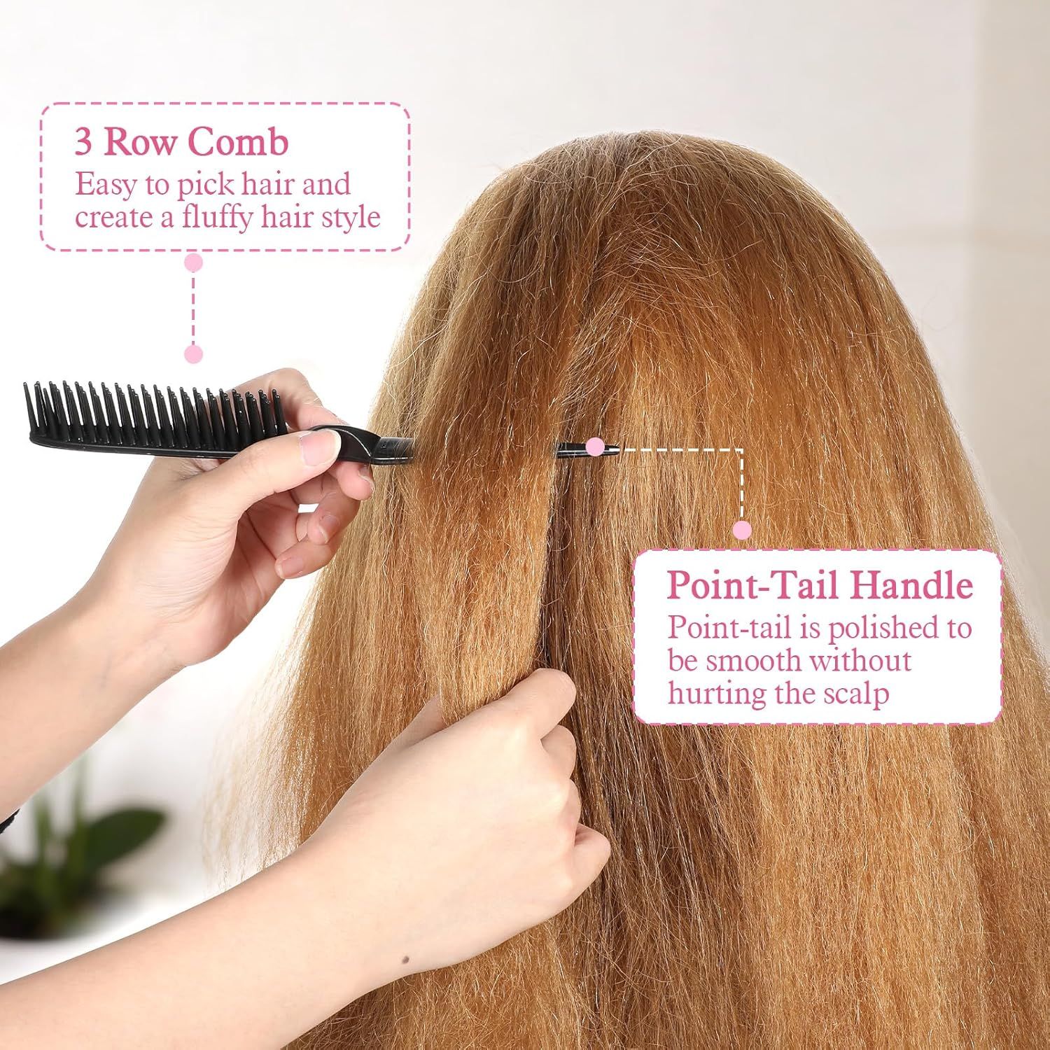 4 PCS Black 3 Row Comb for Natural Hair, The Unbraider Combs Tool for Braids, Three Row Comb for Women Men Detangling and Sectioning - Image 7