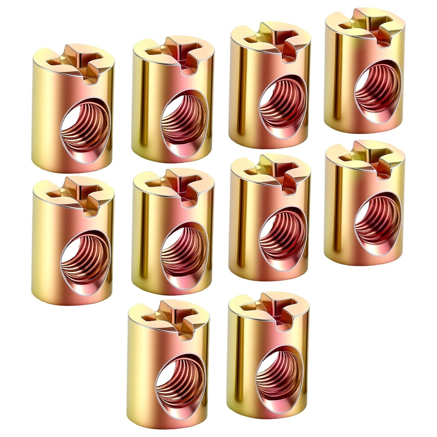 10 PCS M6 Barrel Nut, Slotted Barrel Cross Dowel Nut, Replacement Cross Dowels Barrel Nuts for Furniture Bed Crib and Chairs Hardware Replacement - Image 1
