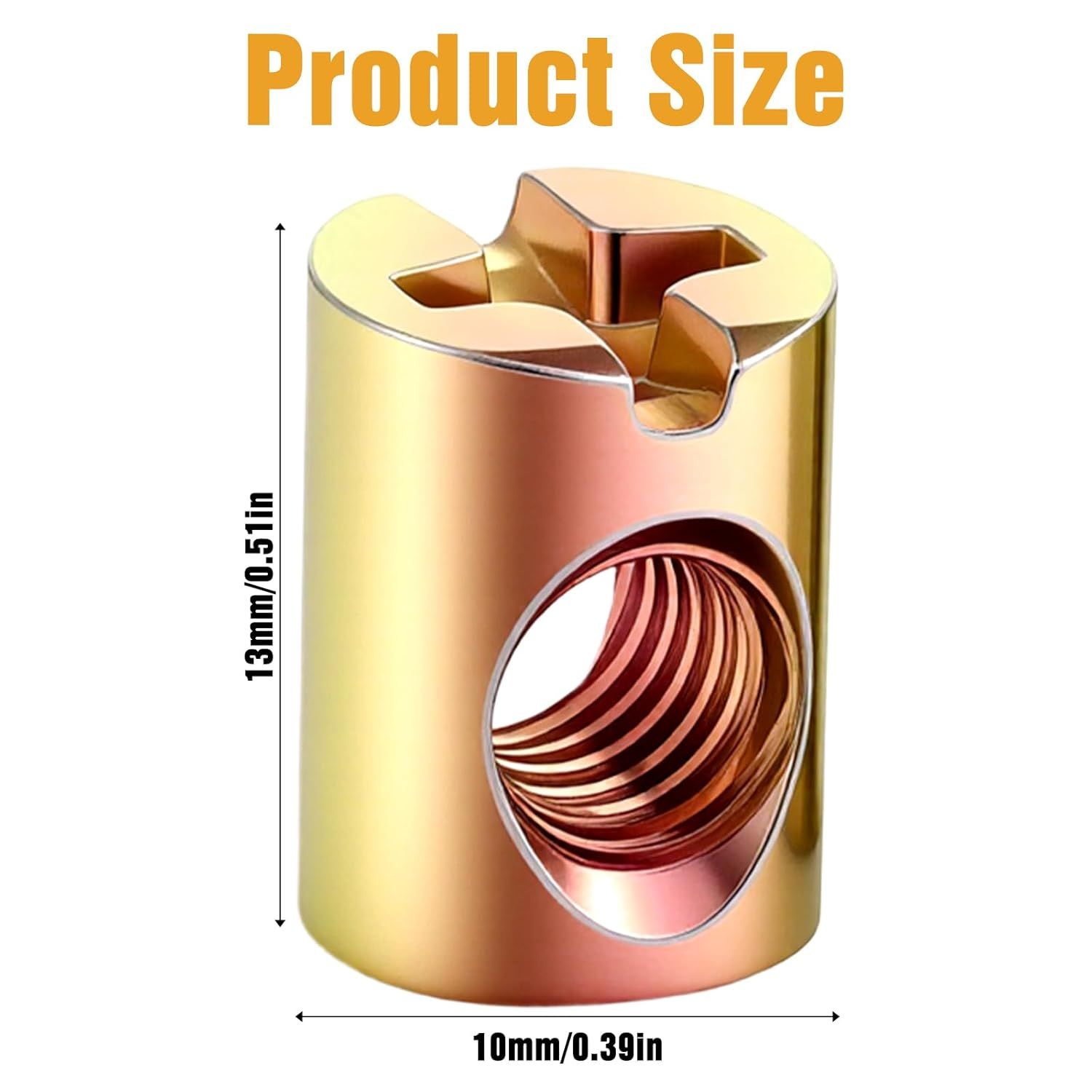 10 PCS M6 Barrel Nut, Slotted Barrel Cross Dowel Nut, Replacement Cross Dowels Barrel Nuts for Furniture Bed Crib and Chairs Hardware Replacement - Image 2