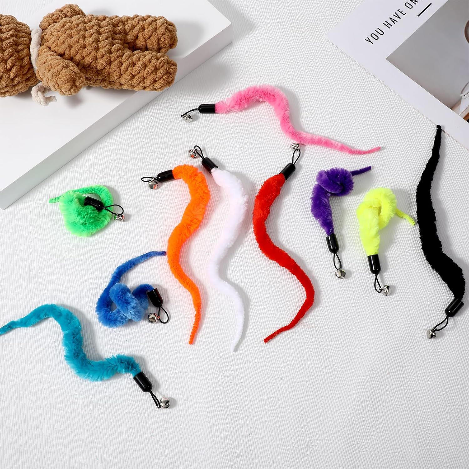 10 Packs Cat Worm Toys, Colorful Worm Cat Toy, Interactive Cats Wand Attachment Toys for Teaser Play and Chase Exercise with Kitten - Image 7